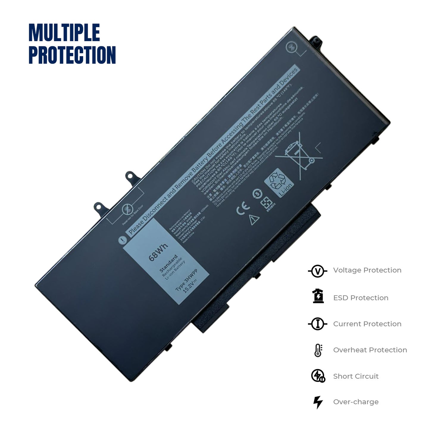KELESY 15.2V 68WH 3HWPP Laptop Battery For DELL Latitude 5401 5501 5411 5410 5511 3541 Series Notebook P80F003 P98G003