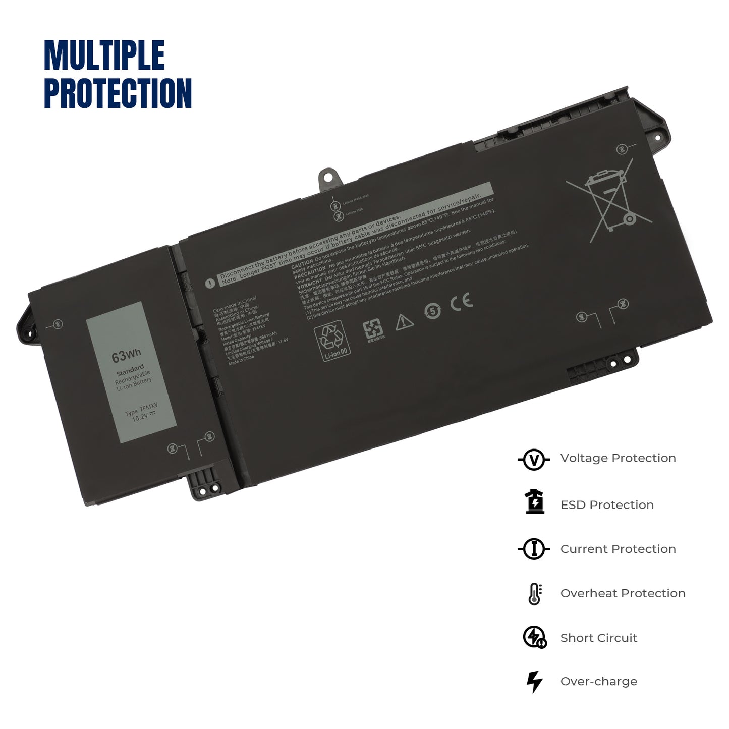KELESY 7FMXV 9JM71 Laptop Battery For DELL Latitude 5320 7320 7420 7520 Series HDGJ8 MHR4G TN2GY 4M1JN 1PP63 11.1V 42WH
