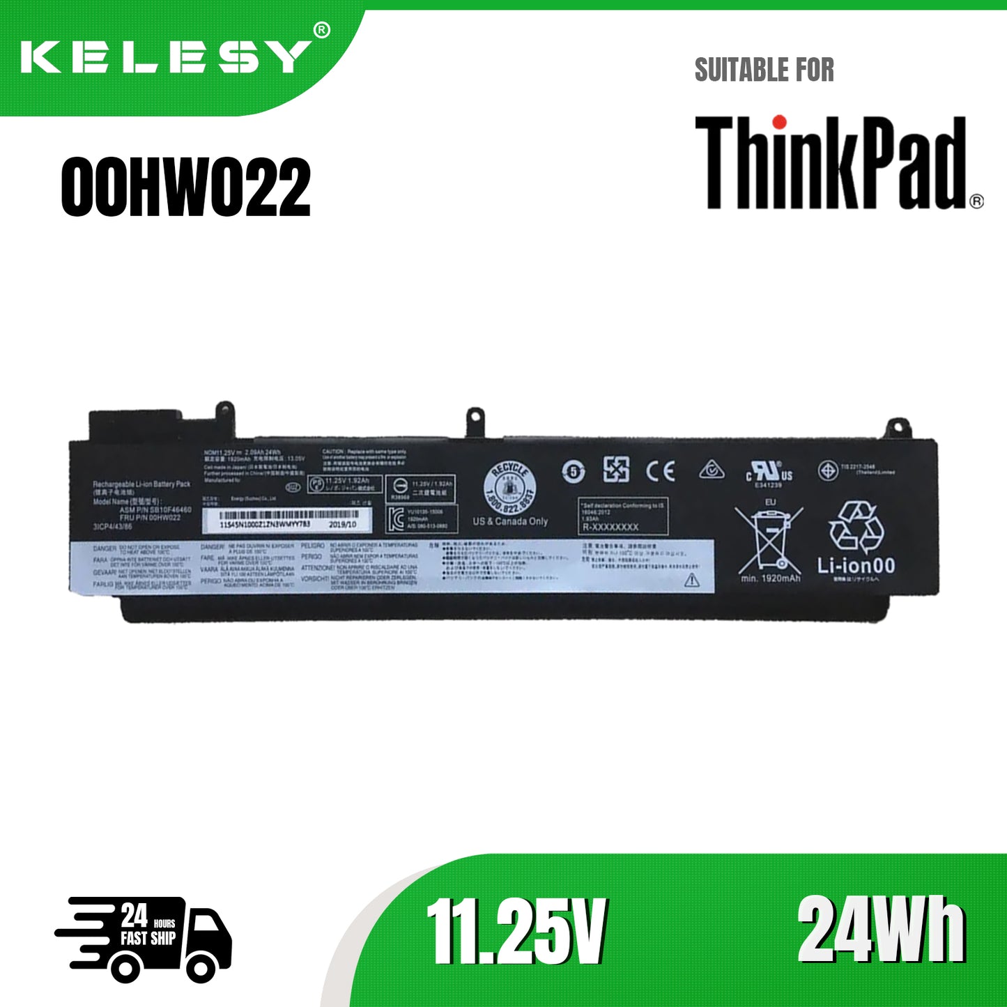 KELESY baterías ordenador portátil para Lenovo ThinkPad, recambio de número de pieza, T470s, 01AV405, 01AV406, 01AV408 00HW022