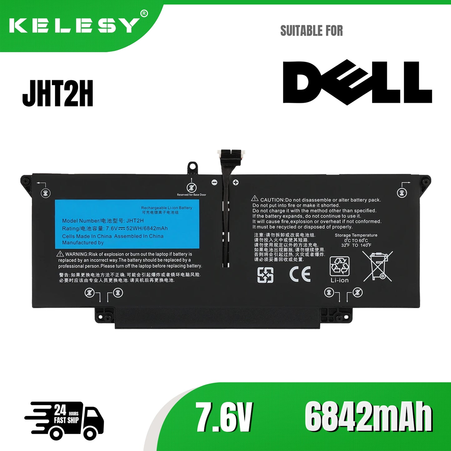 KELESY batería JHT2H para DELL Latitude 7310, 7410, serie 35J09, 0YJ9RP, 009YYF, 07CXN6, 04V5X2, 0HRGYV, entrega rápida