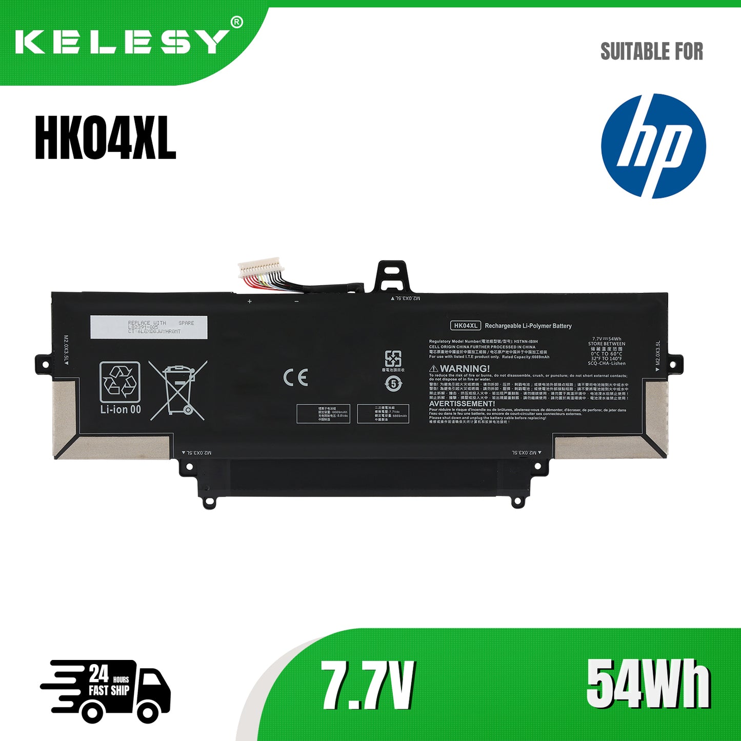 KELESY New HK04XL Laptop Battery For HP EliteBook x360 1030 G7 1030 G8 1040 G7 1040 G8 Series L84352-005 L82391-005 HSTNN-I