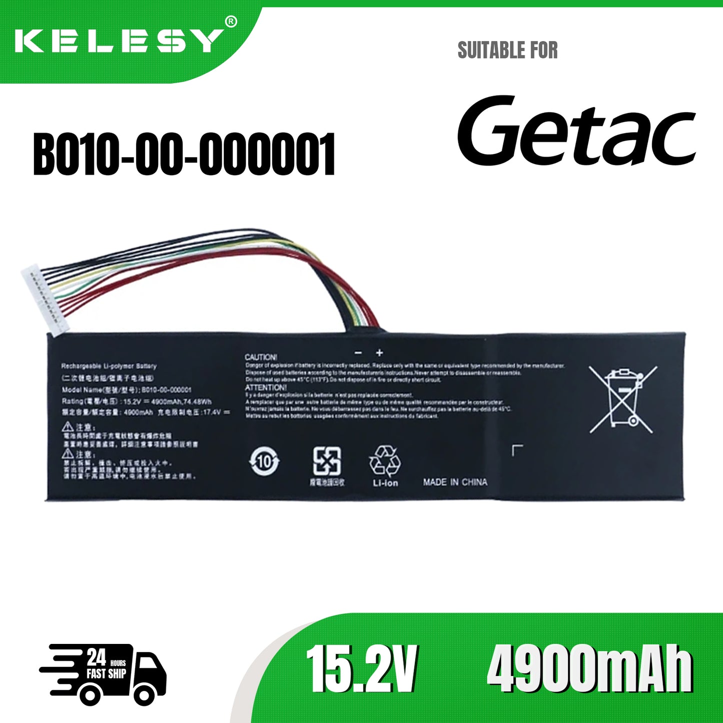 KELESY Batería Original para ordenador portátil, pila de 15,2 V, WH 74,48, para Getac EVGA 758-41-2633-T1 SC17 SC17 1070
