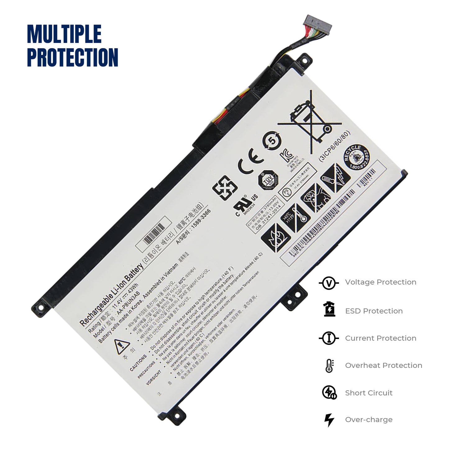 KELESY AA-PBUN3QB para Samsung Notebook 7, AA-PBUN3AB, BA43-00377A, NP800G5M, 800G5M, NP740U5M, 43Wh, NP740U3L-L02US