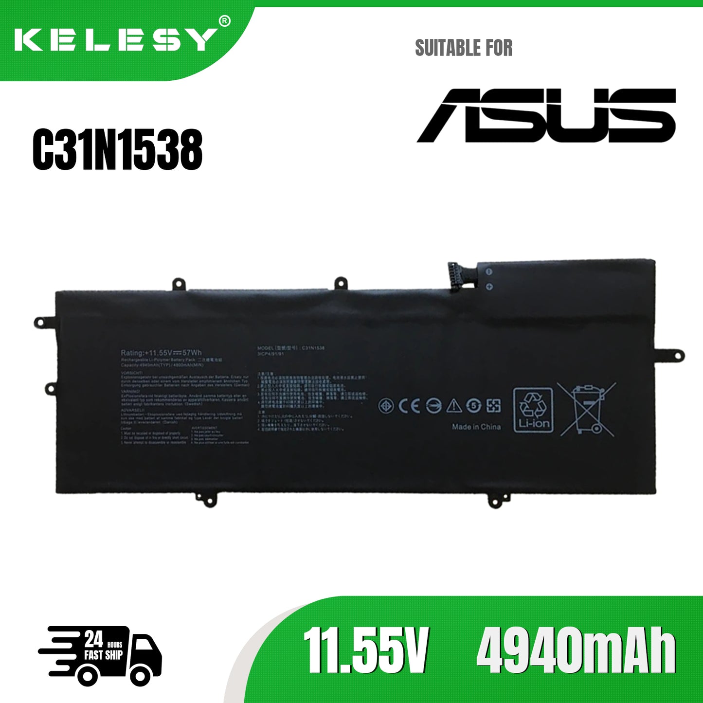KELESY New C31N1538 Laptop Battery For Asus ZenBook Flip Q324UA UX360UA UX360UA-C4010T UX360UA-1C Q324UAK C31Pq9H UX360UAK