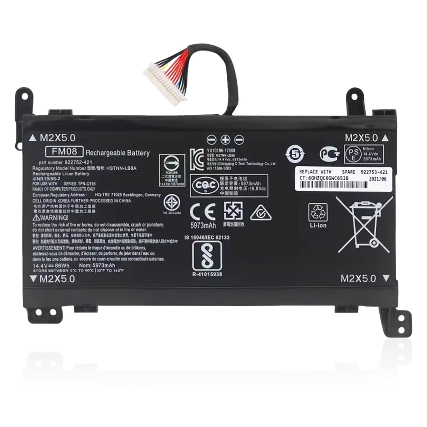KELESY Genuine FM08 Laptop Battery for HP OMEN 17-an013TX 17-an014TX TPN-Q195 HSTNN-LB8B TPN-Q195 14.4V 86WH