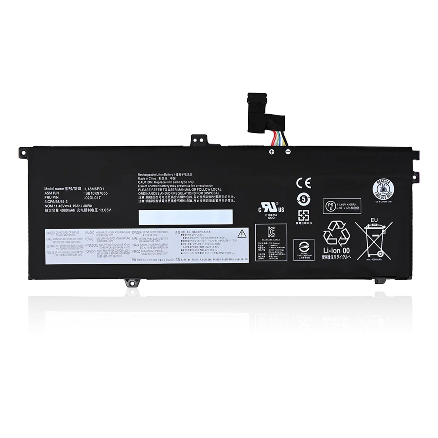 KELESY L18M6PD1 Laptop Battery for Lenovo ThinkPad X13 X390 X395 Series SB10K97655 02DL017 48WH 11.46v