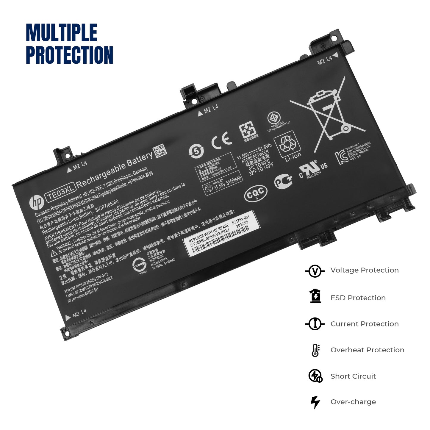 KELESY New TE03XL Battery For HP OMEN 15-bc011TX 15-bc012TX 15-bc013TX 15-AX015TX AX017TX TPN-Q173 HSTNN-UB7A 849910-850