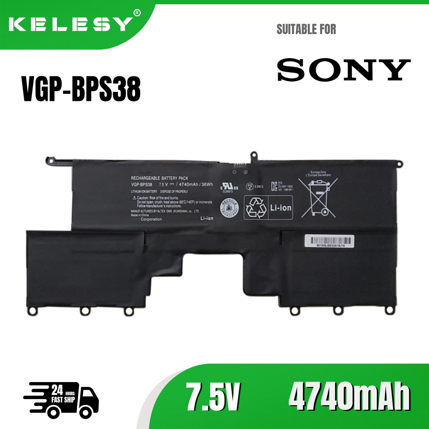 KELESY batería de VGP-BPS38 para ordenador portátil, pila para SONY VAIO PRO11 PRO13 SVP1321BPXB SVP13216PG SVP132A1CM SVP11217S