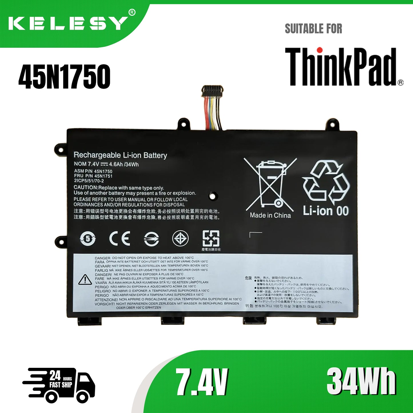 KELESY Baterías + herramientas para Lenovo Yoga, 4600mah, 11E, 45N1750, 45N1751, 45N1748, 45N1749, nuevas