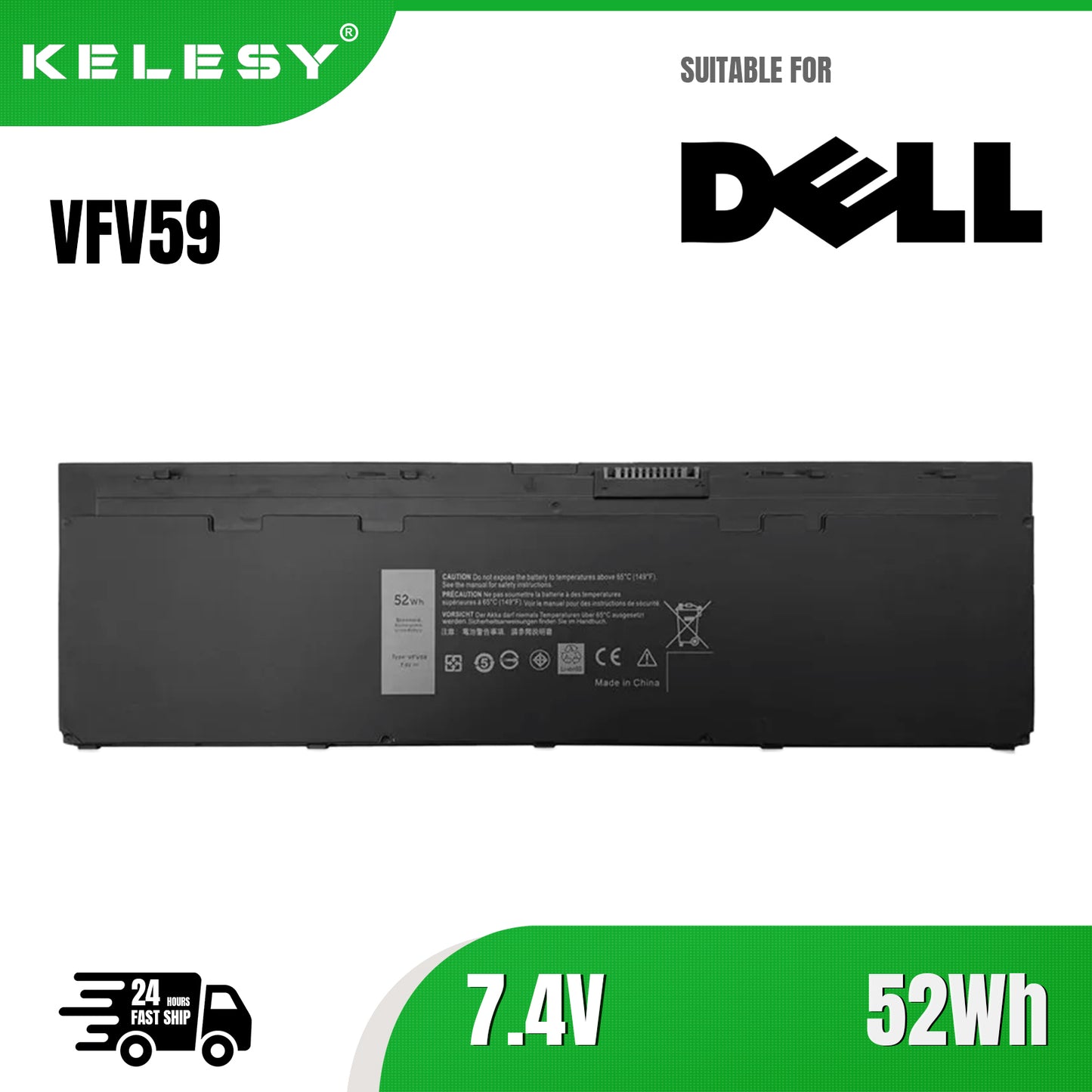 KELESY Fully VFV59 Laptop Battery Compatible with Dell Latitude E7240 E7250 GD076 VFV59 F3G33 DL011311-PLP22G01 PT1 X01 W57CV