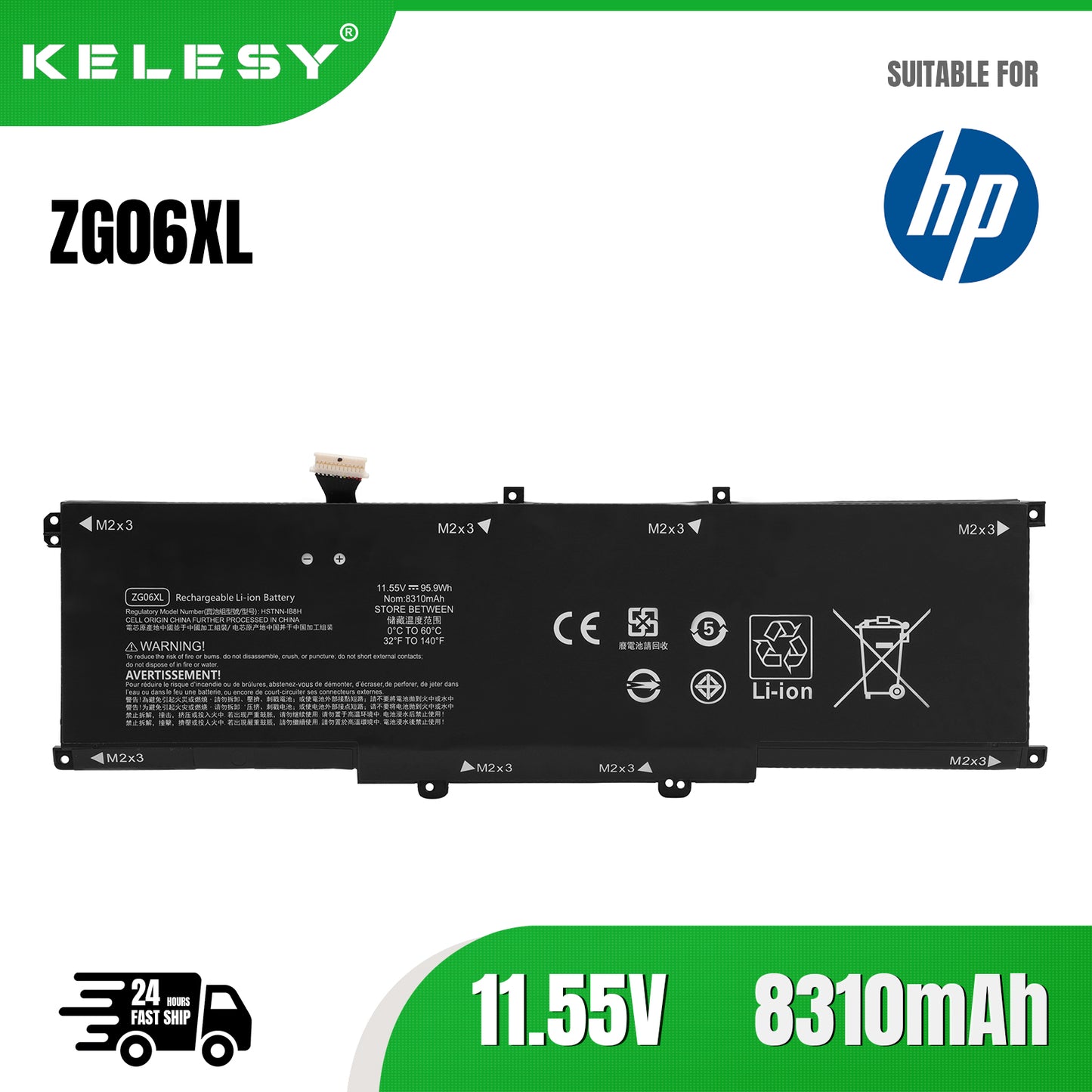 Аккумулятор для ноутбука KELESY 7XINbox ZG06XL 11,55 В 8310 мАч для HP ZBook Studio X360 G5 G52ZC59EA G52ZC61E G52ZC62EA EliteBook 1050 G1