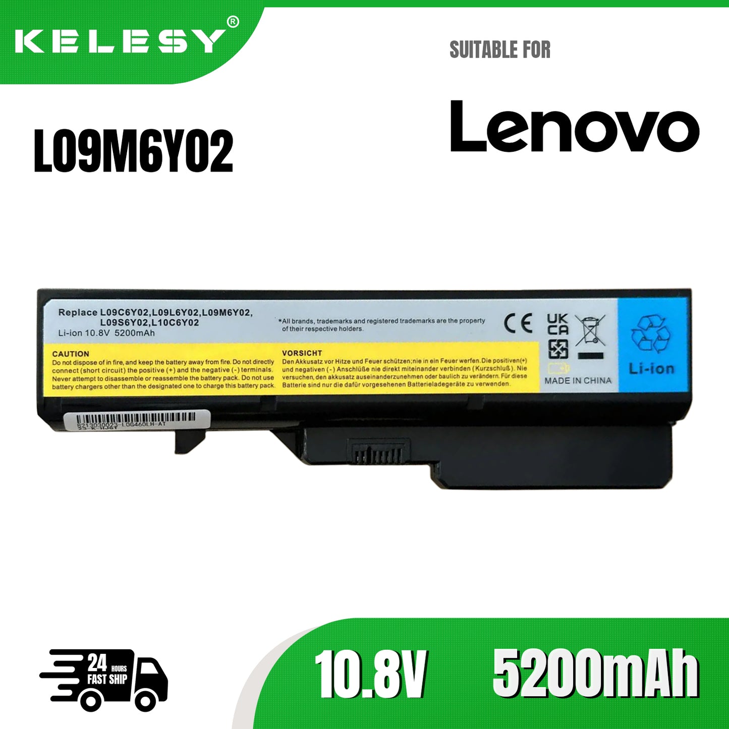 KELESY batería modelo L09M6Y02 para ordenador portátil, pieza de PC para Lenovo G465, G475, G565, G570, G575, G770, Z460, Z465