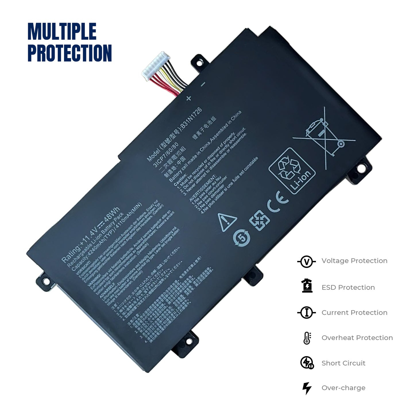 KELESY Batería del ordenador portátil B31N1726 batería del cuaderno para la serie Asus FX80 FX80GD FX86 FX86FM FX86FE FX504