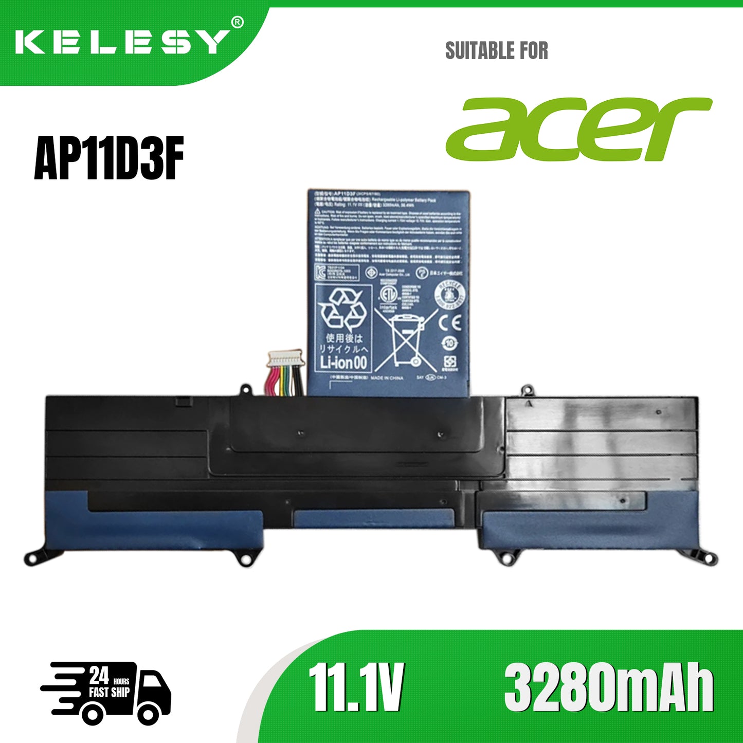 KELESY AP11D3F AP11D4F Laptop Battery For Acer Aspire S3 Ultrabook 13.3" AS33 MS2346 KB1097 S3-391 S3-951 6407 6497 6826 9695