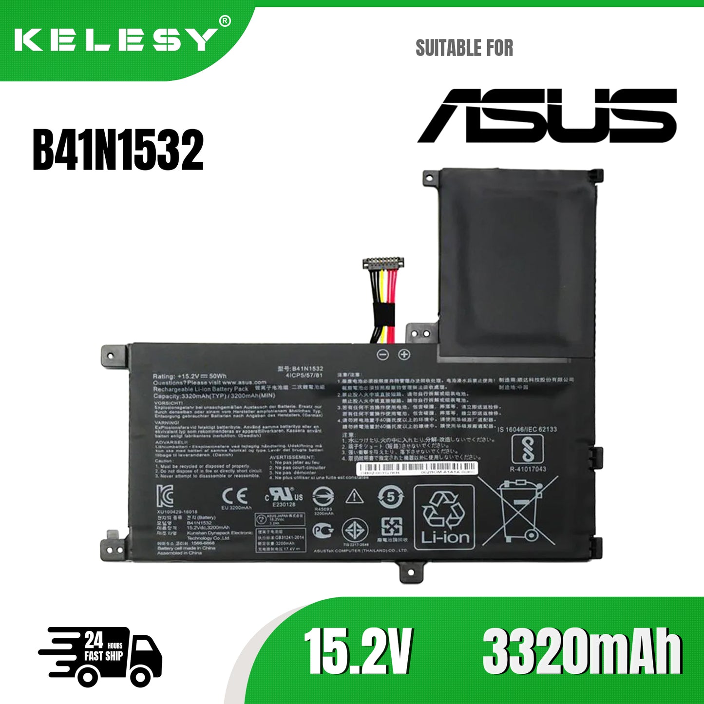KELESY New Genuine Original B41N1532 15.2V 50Wh Laptop Battery for ASUS Zenbook Flip Q504U Q504UA Q504UAK UX560UA 0B200-0201010