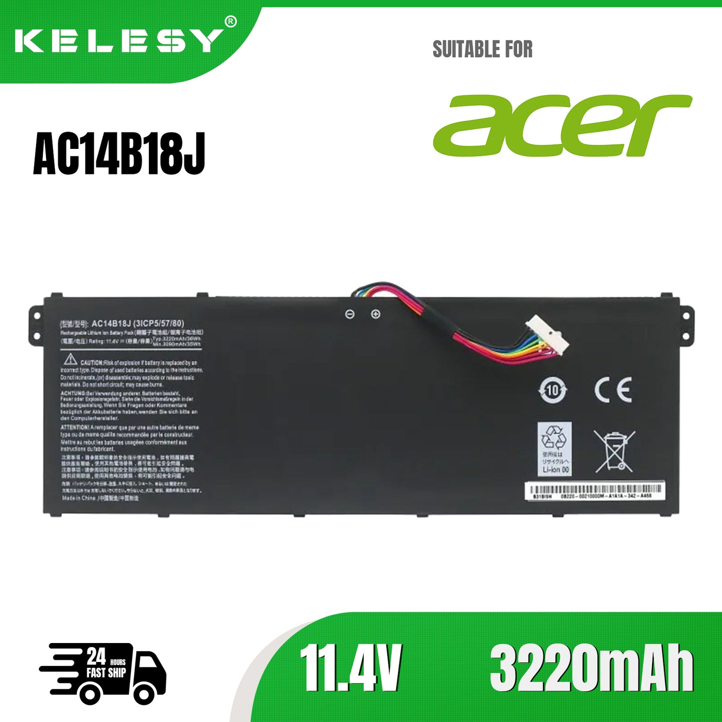 KELESY AC14B18J AC14B13J Аккумулятор для ноутбука Acer Aspire E3-111 E3-112 E3-112M ES1-531 MS2394 B115-MP EX2519 N15Q3 N15W4