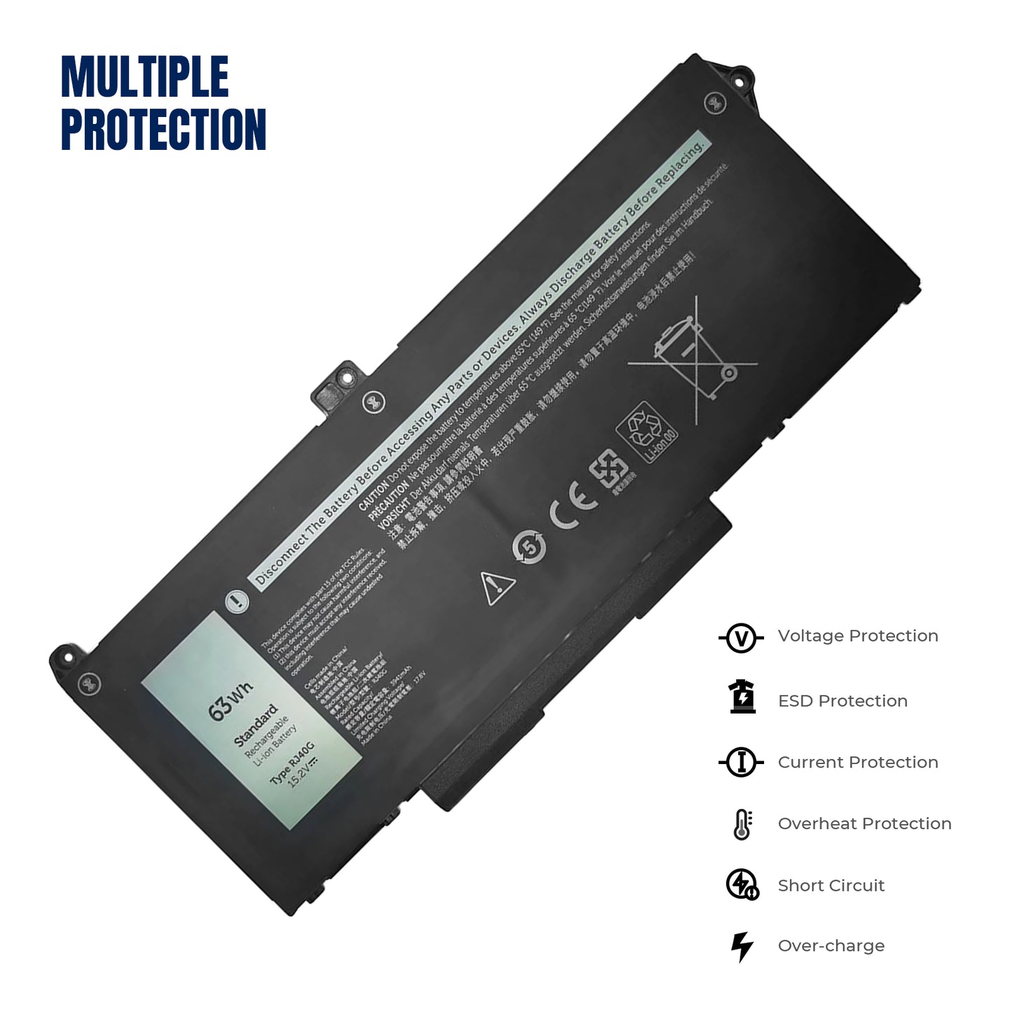 KELESY15.2V 63Wh RJ40G Battery for Dell Latitude 14 5420 15 5520 3560 XPC5H CHKFM FDTCY 9D3YW 758J7 WY9DX M033W 4ICP5/57/79