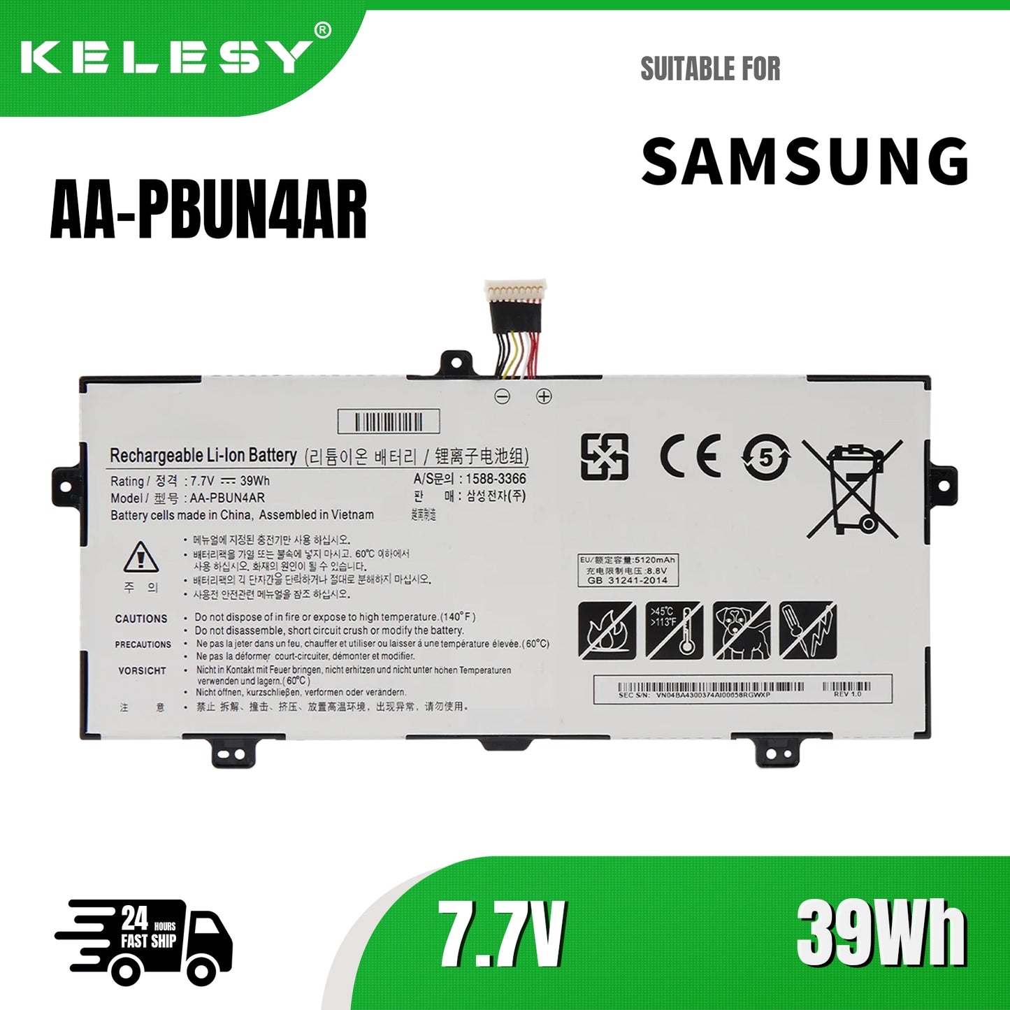 KELESY Batería de 2024 AA-PBUN4AR para ordenador portátil, pila para Samsung NP900X5L 940X3L NT900X5P NT900X5L NT900X5M NP940X3L