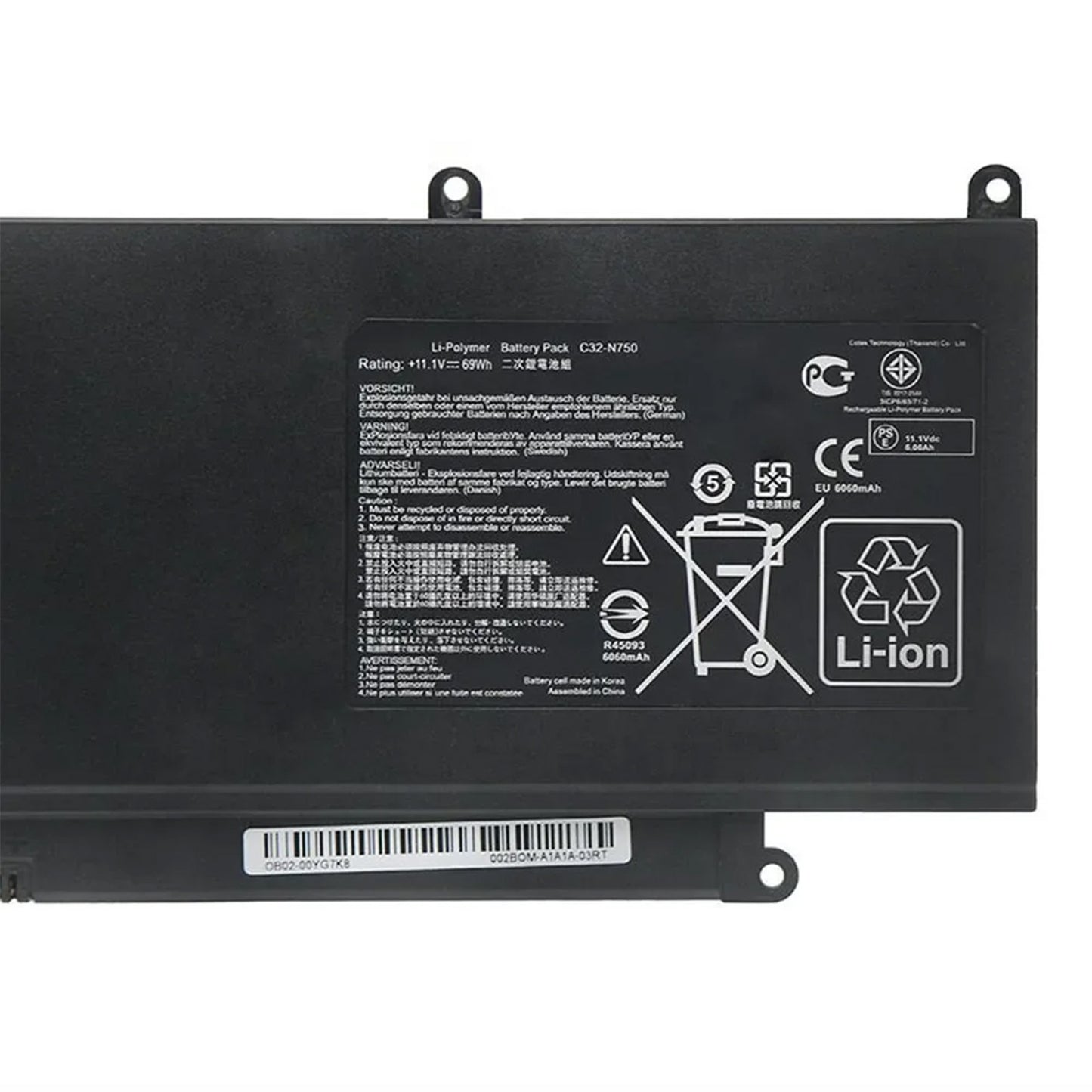 KELESY Batería C32-N750 para ordenador portátil, Pila de 11,1 V y 6260mAh para ASUS N750, N750J, N750JK, N750JV, N750Y47JK-SL