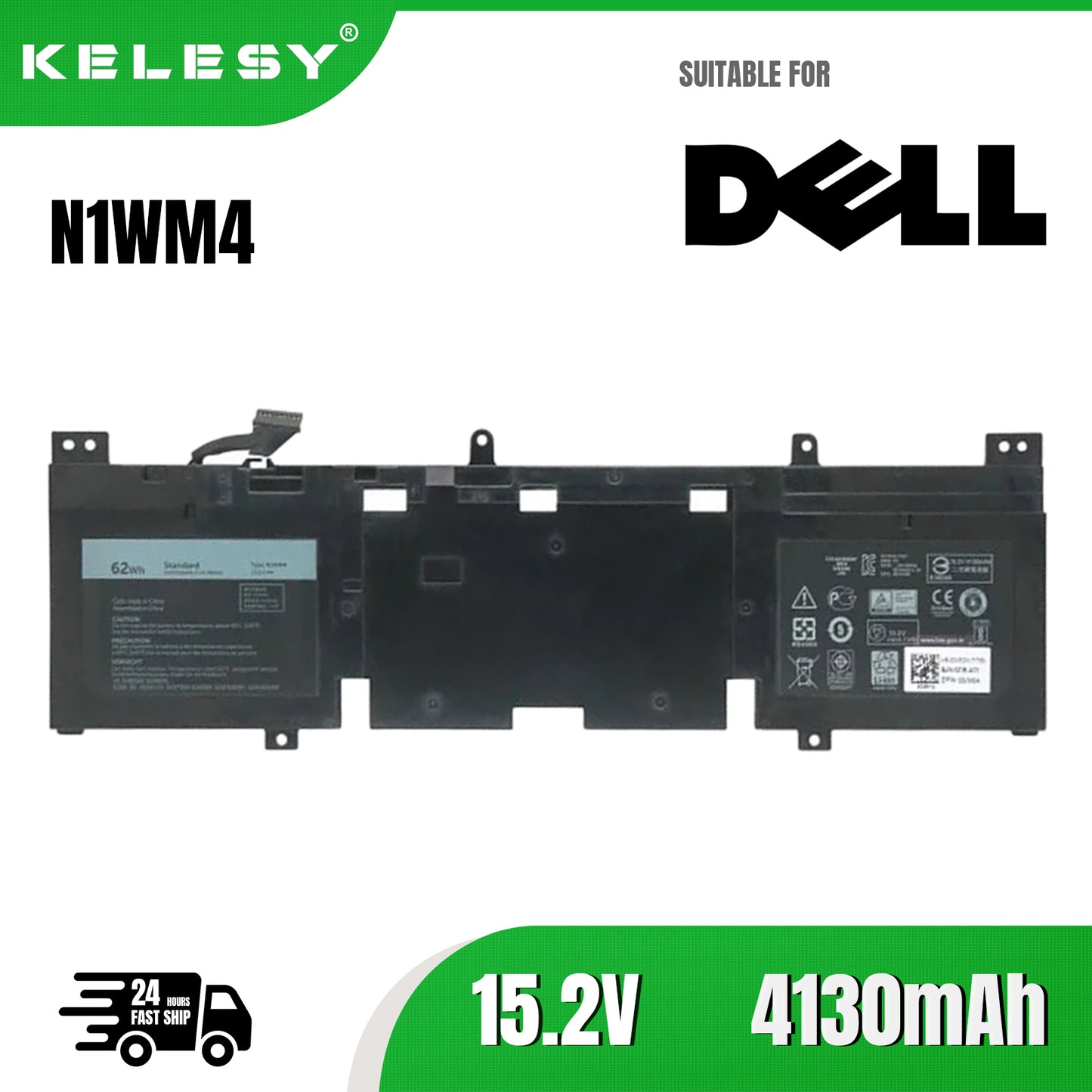 KELESY 3V806 N1WM4 Battery For DELL Alienware 13 R2 Series ALW13ED-2708 ALW13ED-2608 ALW13ED-1508 62N2T 2P9KD 51WH 62WH