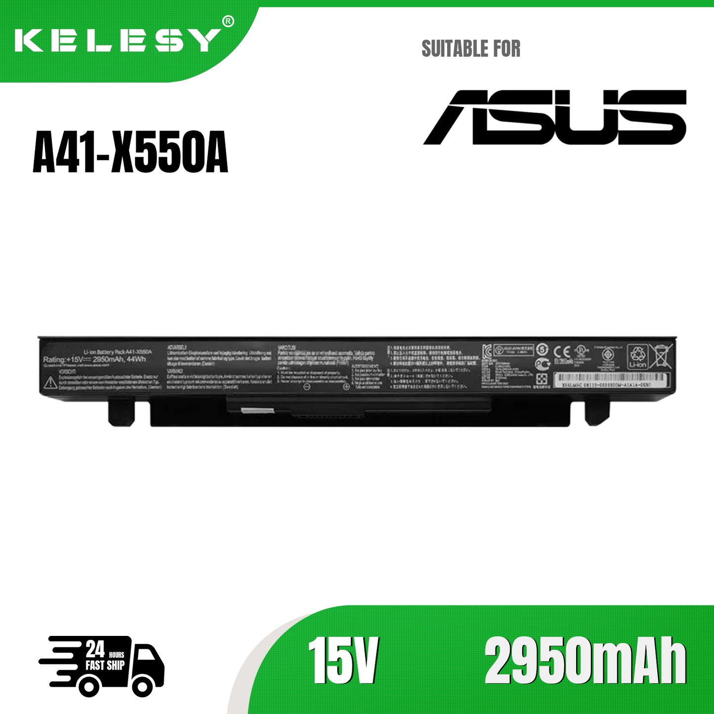 KELESY 2950mAh A41-X550A Laptop Battery for ASUS A41X550 X450 X550 X550C X550B X550V X450C X550CA X452EA X452C Y581C Y481C
