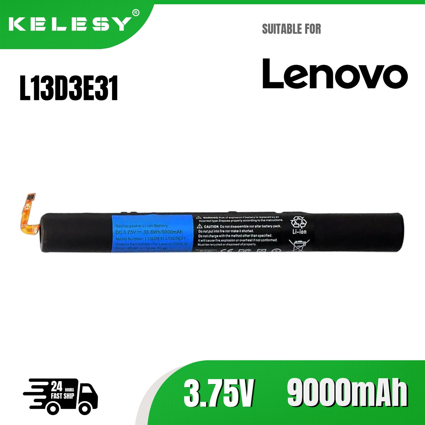 KELESY batería L13D3E31 para LENOVO YOGA, Tablet PC de 10 pulgadas, B8000, B8080, B8000-F, B8000-H, B8080-H, L13C3E31, 3.75 V