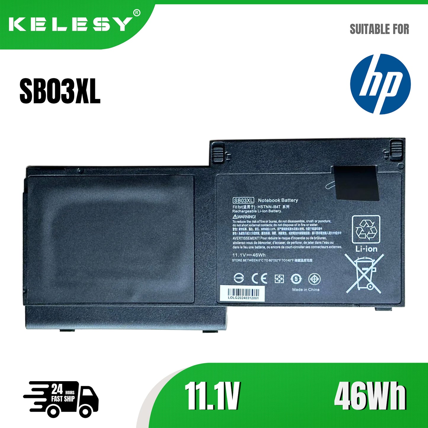 KELESY SB03XL battery for HP HSTNN-L13C HSTNN-IB4T HSTNN-LB4T 716726-421 for HP Elitebook 720 725 820 G1 G2 755 G3