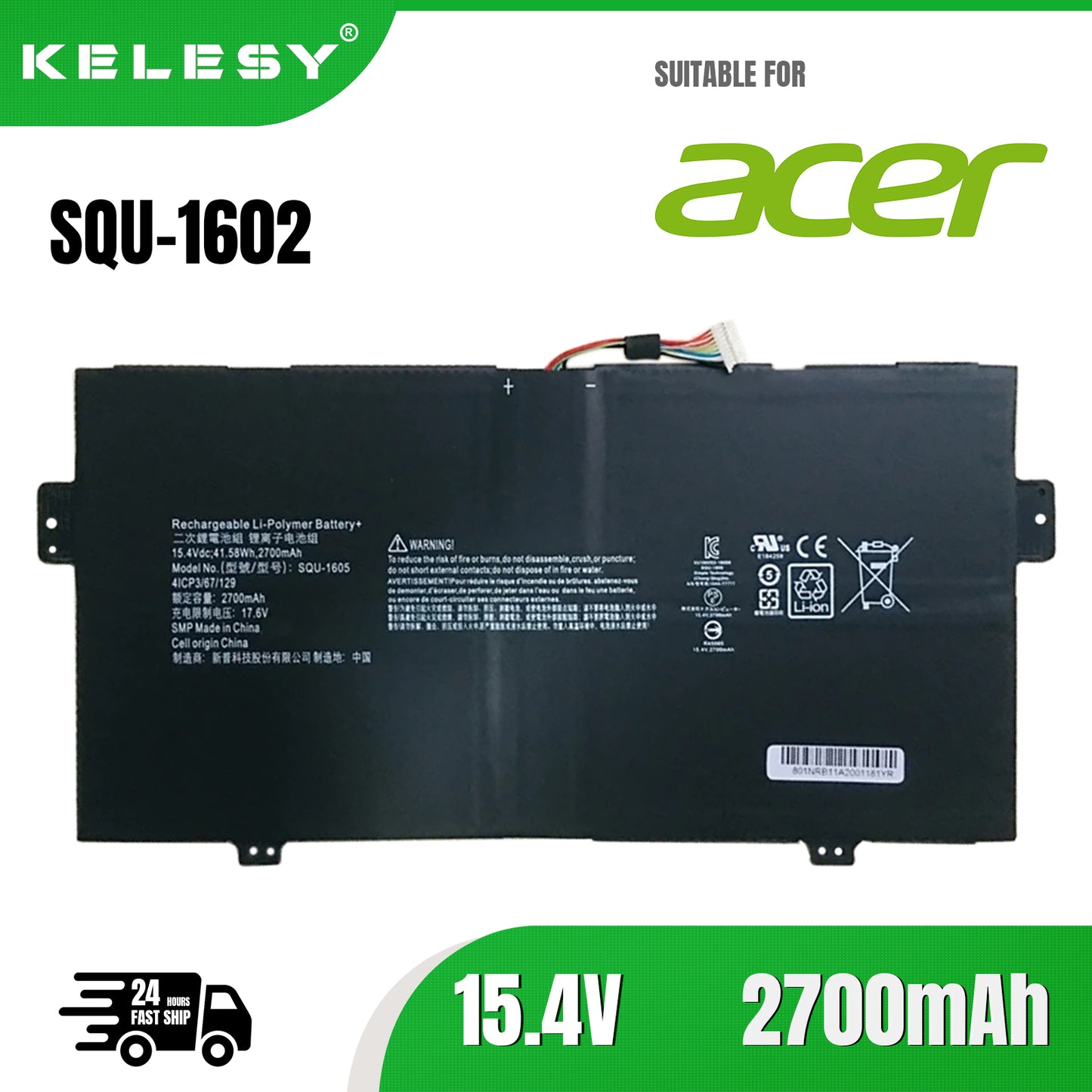 KELESY новый оригинальный SQU-1605 41CP3/67/129 аккумулятор для ноутбука ACER Swift 7 SF713-51 M9PG,M8KU,M4HA,S7-371,Spin 7 SP714-51-M6LT