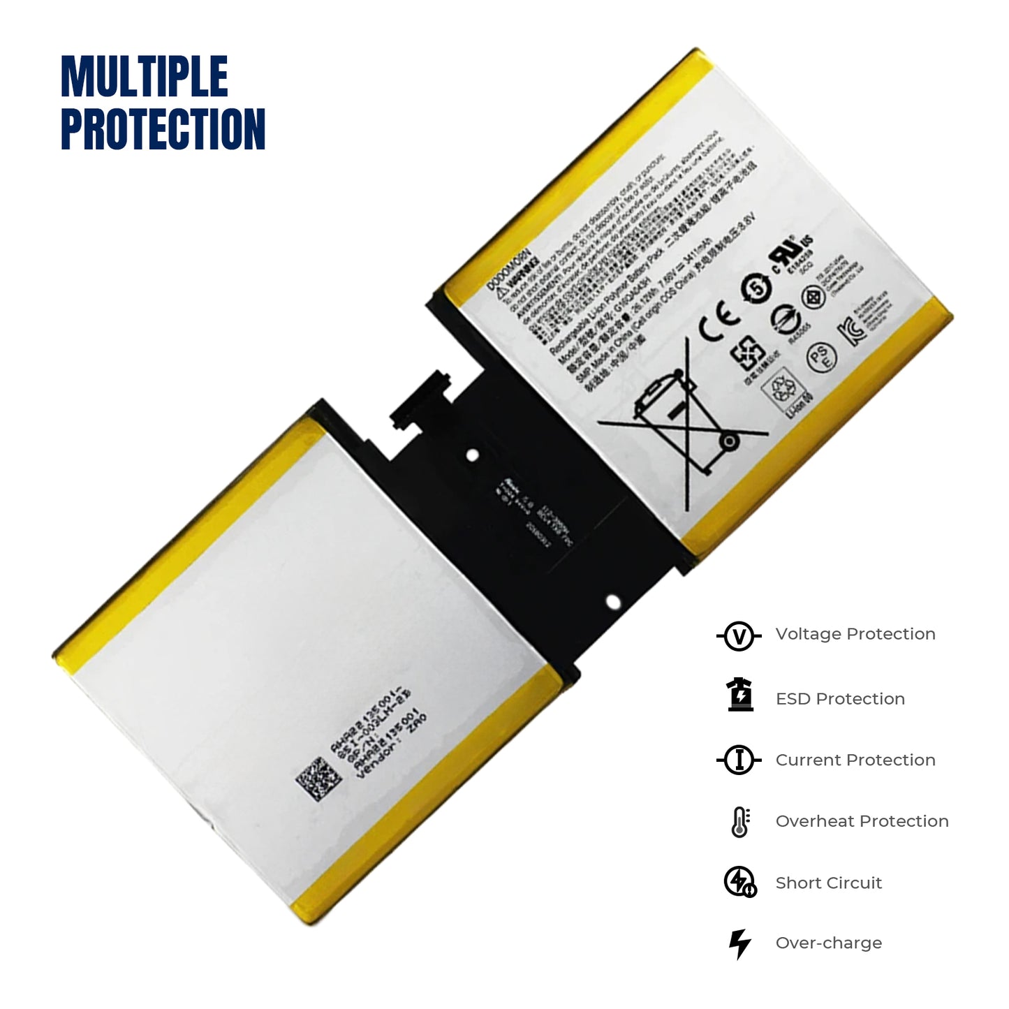 KELESY New G16QA043H 2ICP4/76/76 Laptop Battery For Microsoft Surface Go 1824 4415Y Tablet PC 26.12Wh 3411mAh 7.66V
