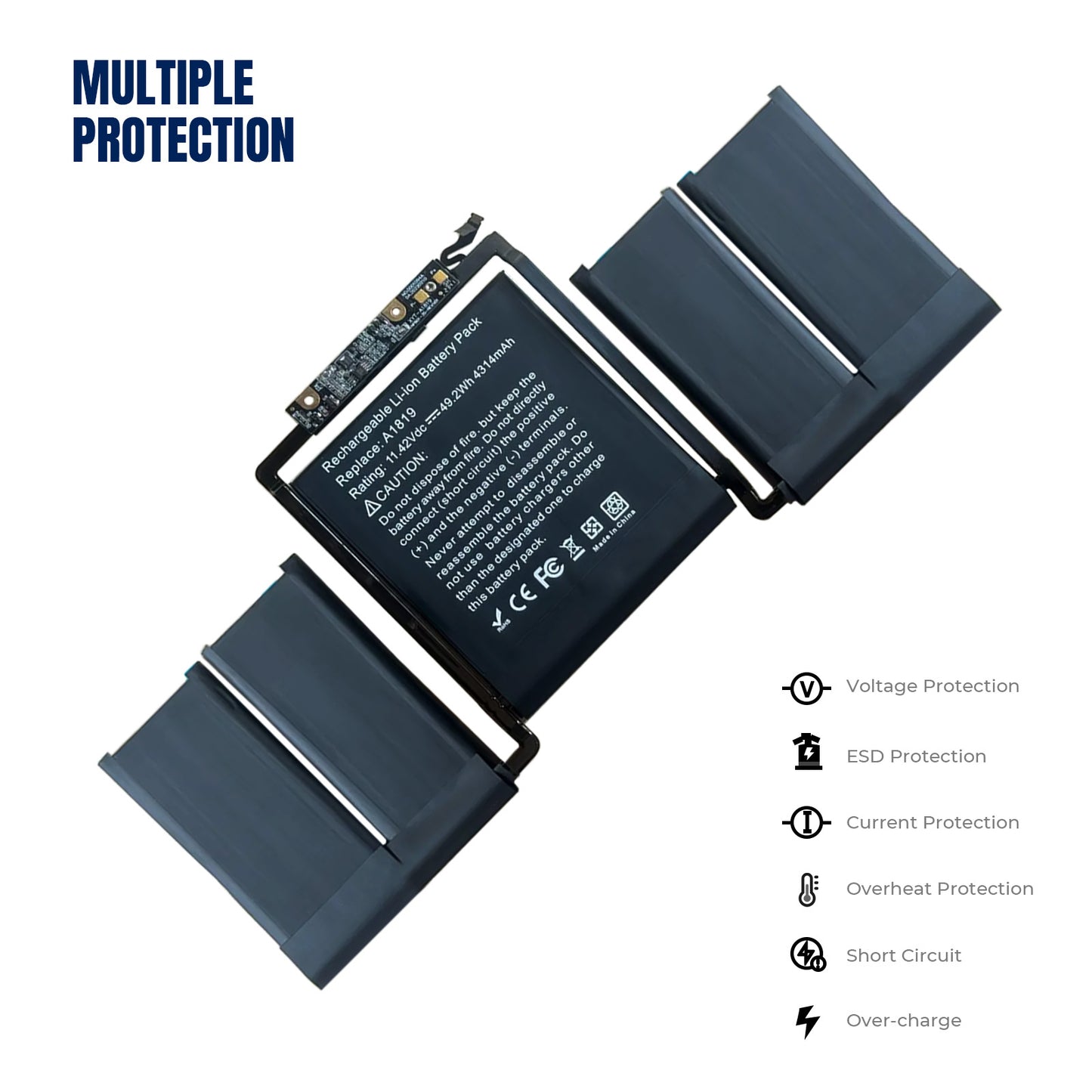 KELESY Batería A1819 de 11,4 V para Apple MacBook Pro, barra táctil de 13 pulgadas, A1706 (finales de 2016, mediados de 2017)