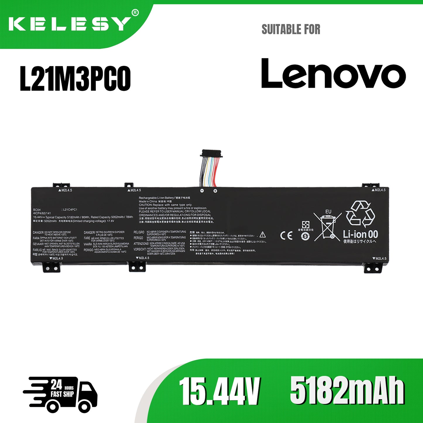 KELESY L21M3PC0 Аккумулятор для ноутбука Lenovo IdeaPad Gaming 3 серии 15ARH7 Legion Y7000P Y9000P 2022 L21M4PC0 L21D4PC0 L21M4PC2