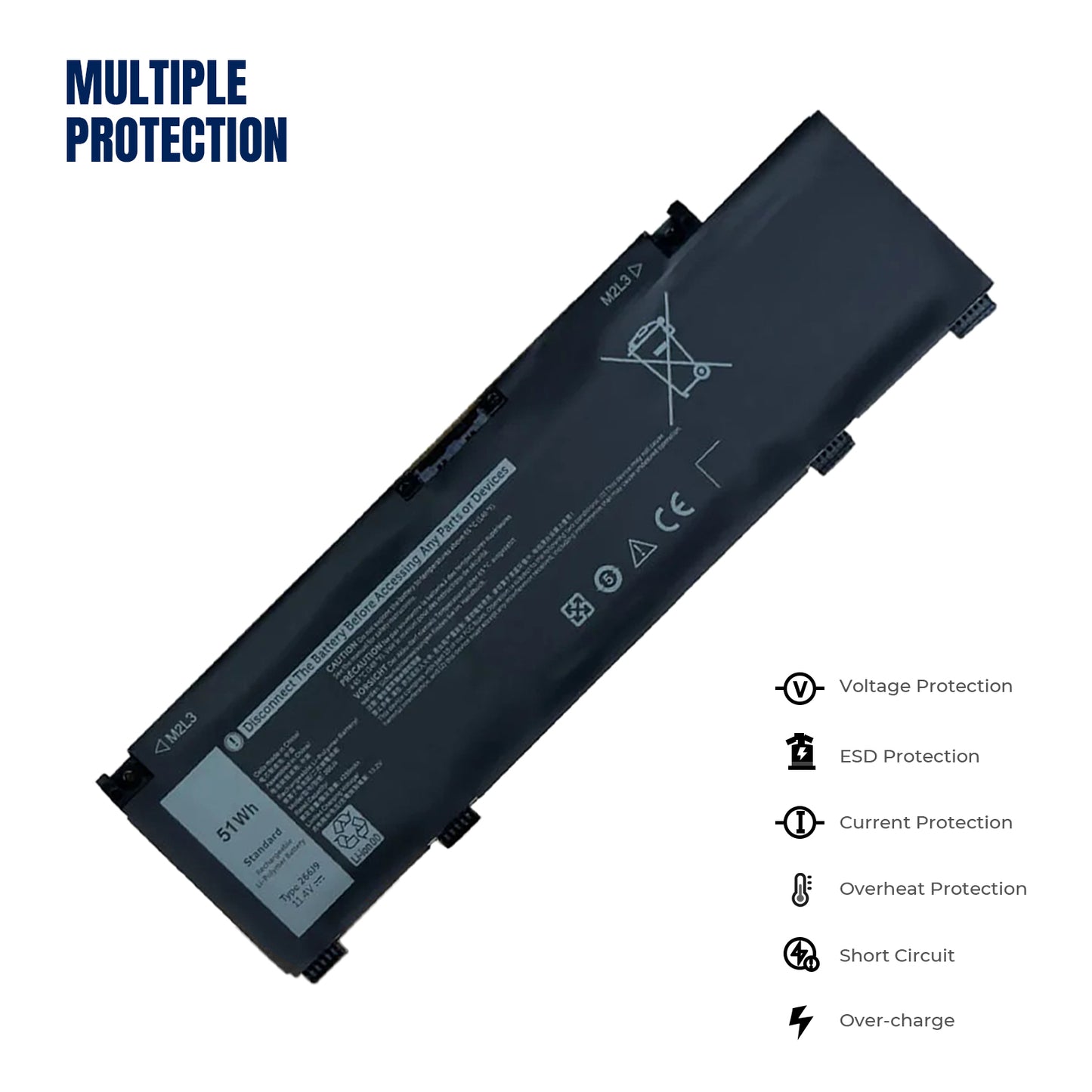 KELESY Original 266J9 Battery For Dell G3 15 3590 3500 G5 15 5500 5505 for Inspiron 14 5490 266J9 11.4V 51WH/4255mAh