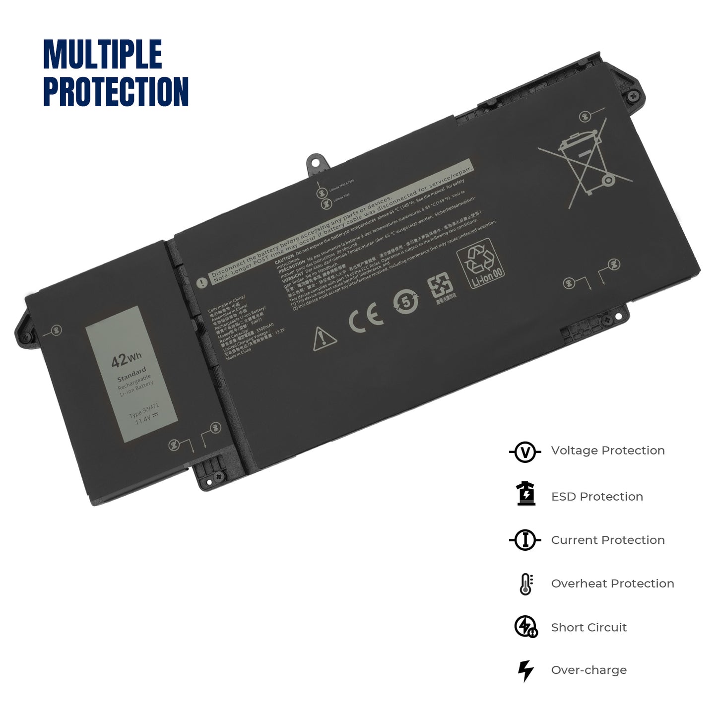 KELESY 9JM71 11.4V 42WH Laptop battery For Dell Latitude 5320 7320 7420 7520 HDGJ8 MHR4G 7FMXV TN2GY 4M1JN 1PP63