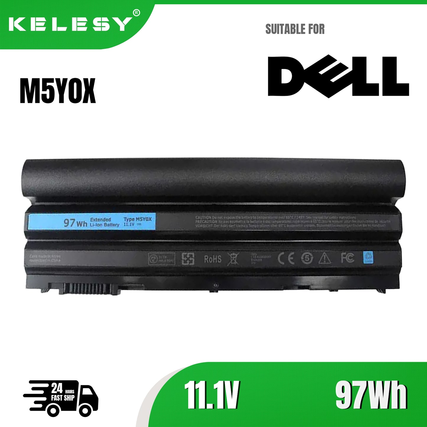 KELESY Laptop Batteries 97WH 11.1V For Dell E5420 E5430 E6120 E5520 M5Y0X E5530 E6420 E6420 E6430 E6520 8858x 3560 T54F3 T54FJ