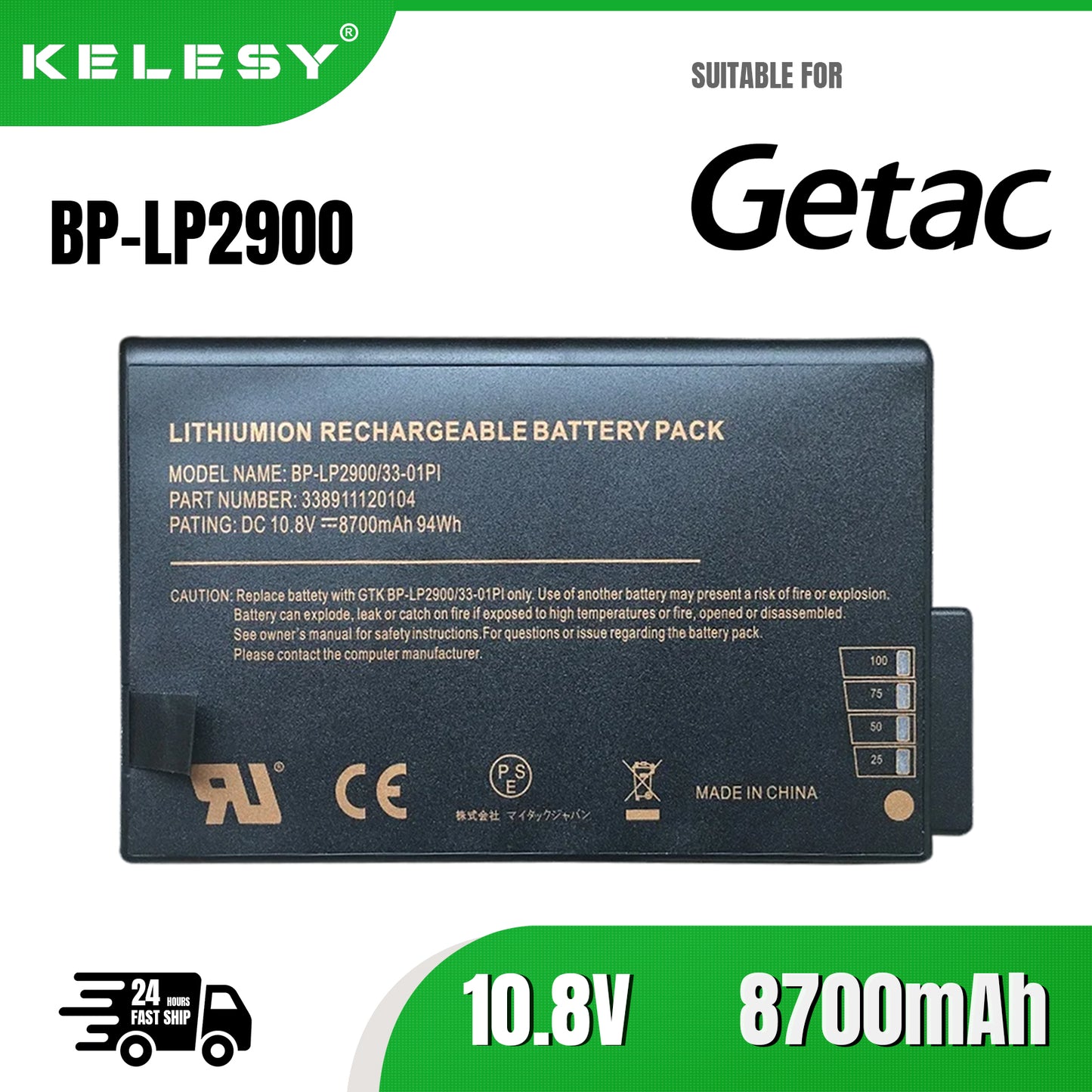 KELESY Batería Original para ordenador portátil, nueva, BP-LP2900, 10,8 V, 94Wh, para Getac V100, V200, B300, X500, S400