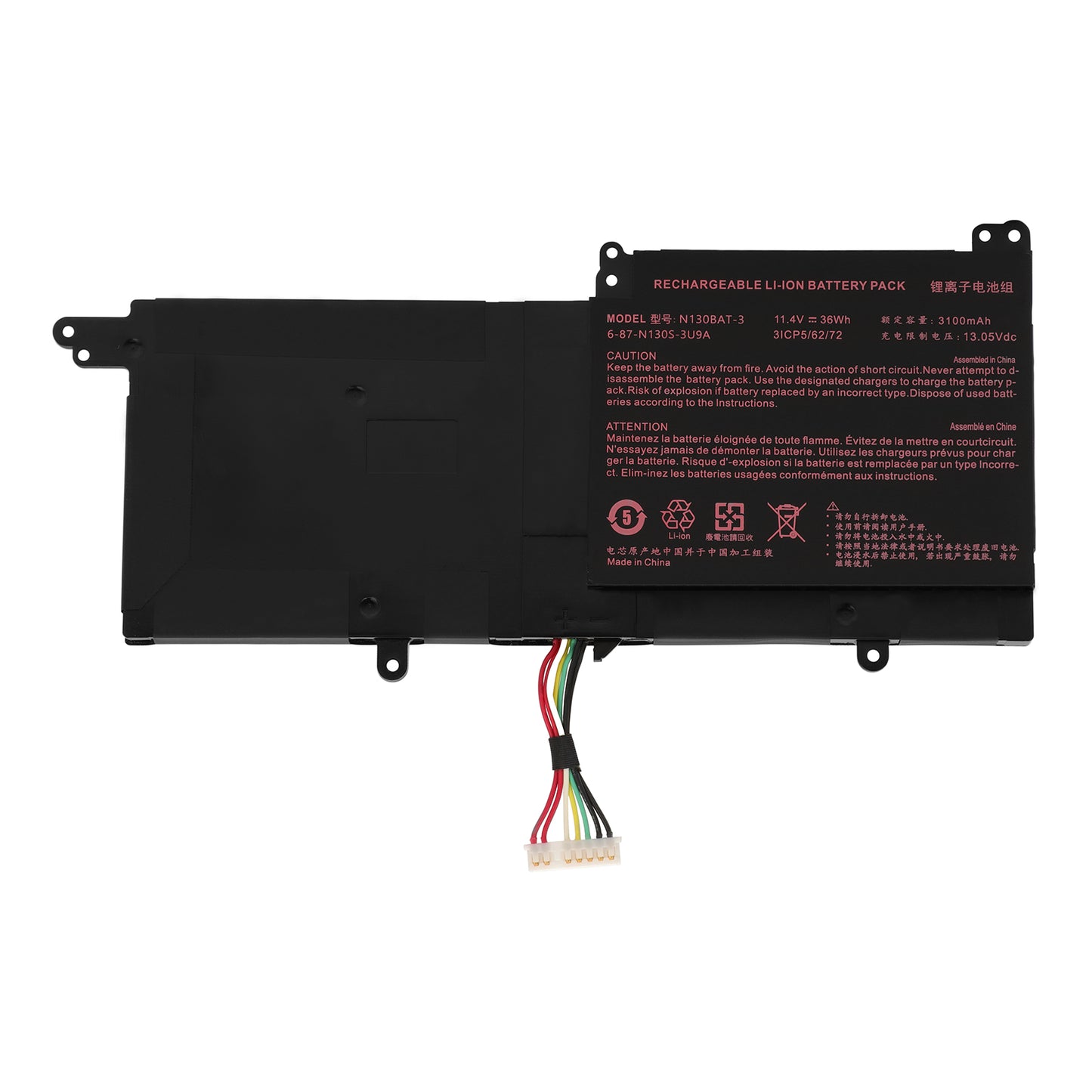KELESY 11.4V 36WH N130BAT-3 Battery for CLEVO N130BAT-3 6-87-N130S-3U9A N130BU 130WU N131BU N131WU NP3130 Pro 13 14 N130BU