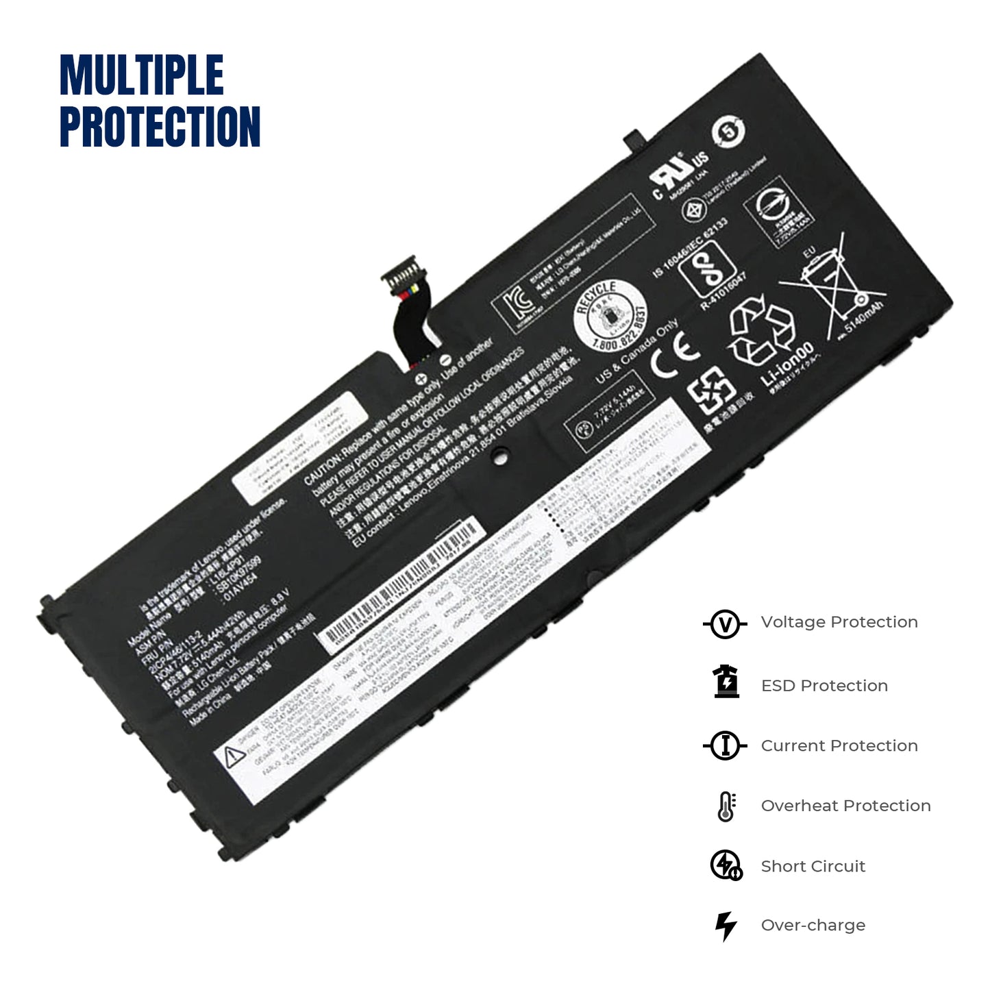 KELESY Neuer, echter Original-Laptop-Akku L16L4P91, 7,72 V, 42 Wh, für Lenovo ThinkPad X1 Tablet GEN 3, 3. GEN-20KJ000NAU 01AV454