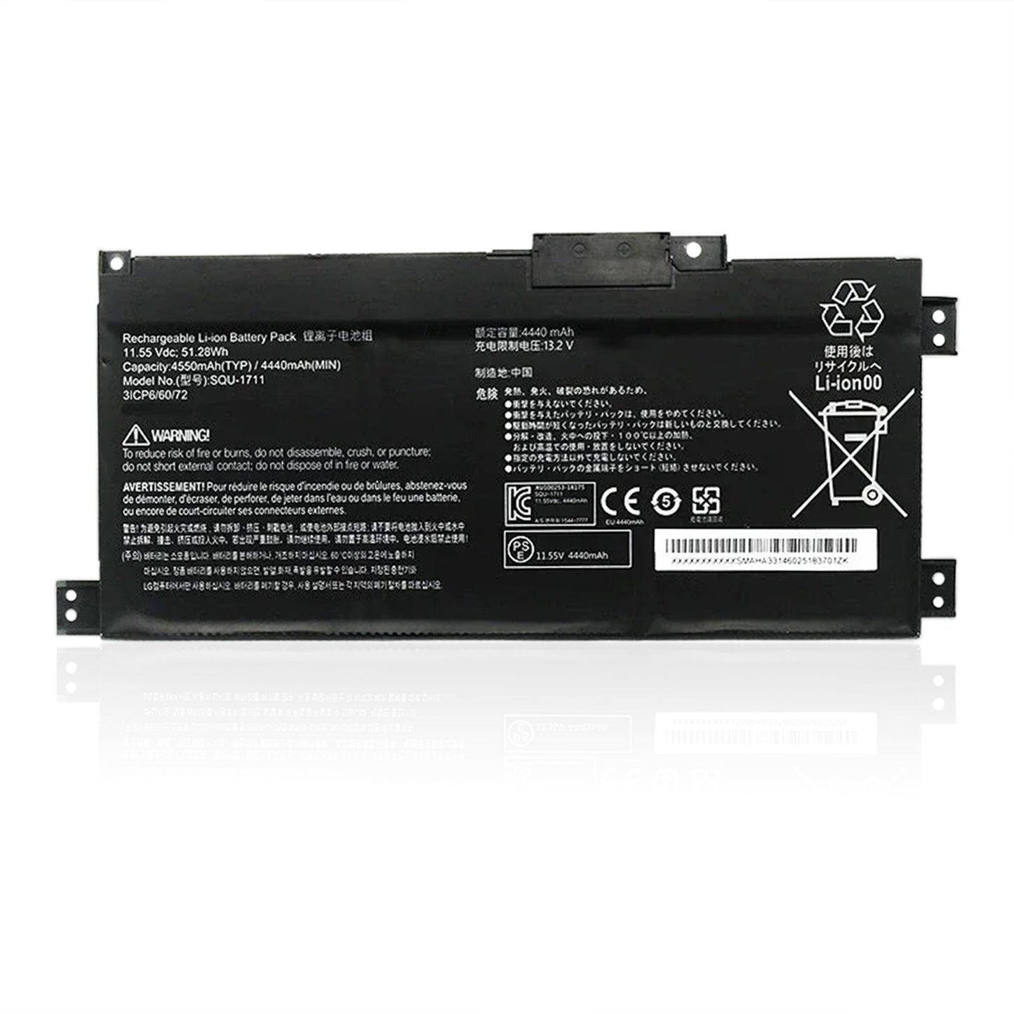 KELESY SQU-1711 SQU-1718 11.55V 51.28WH 4550mAh Laptop Battery For ThundeRobot 911 911 Air 911ME 911MT 911S G7000M G8000M