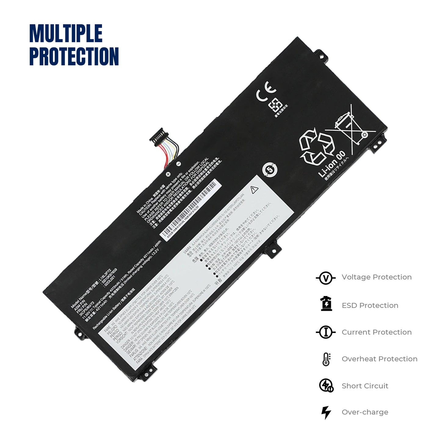 KELESY batería para ordenador portátil, pila para Lenovo ThinkPad X13 Yoga 1st Gen ThinkPad X390 Yoga Series L18S3P72 L19M3P71