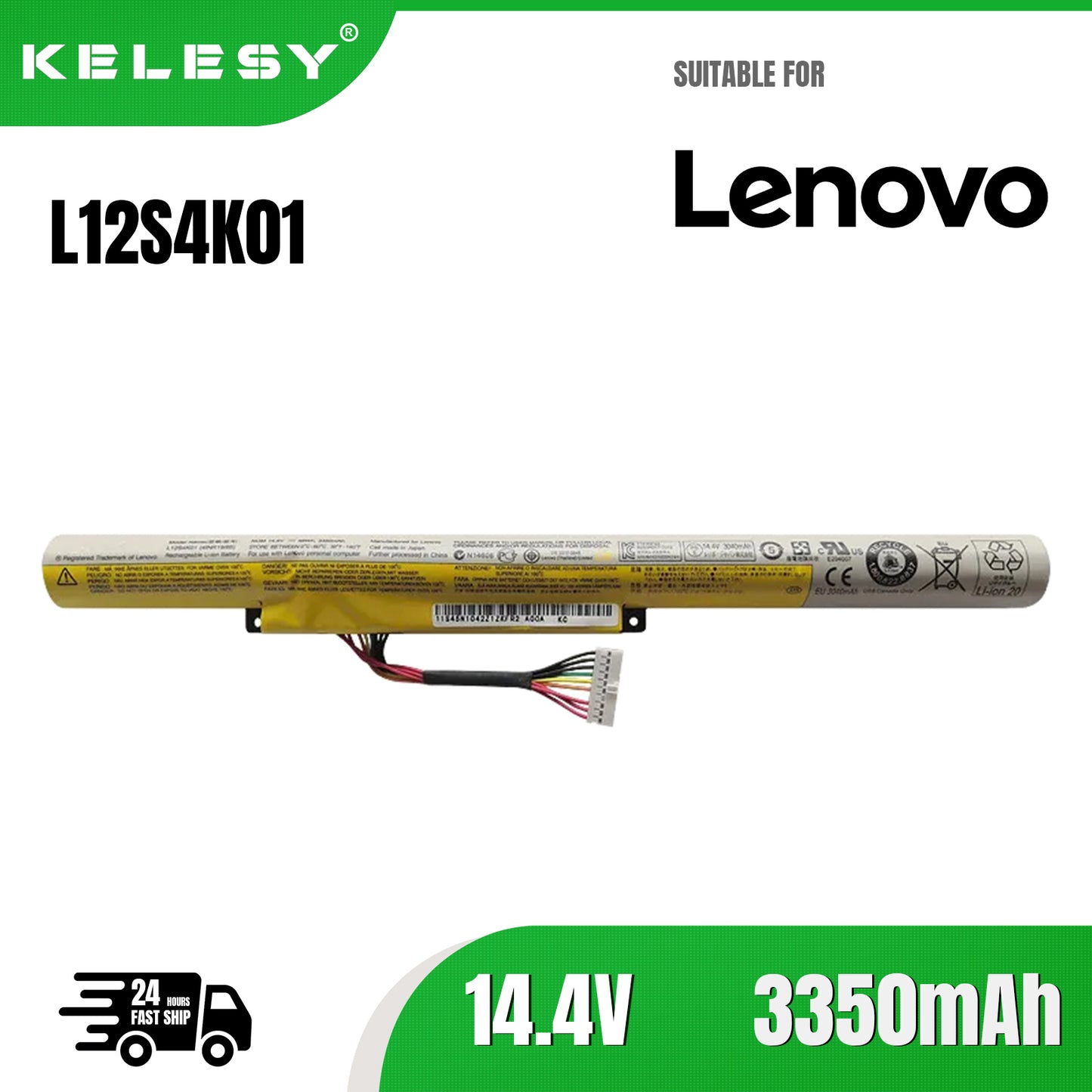 KELESY L12S4K01 For Lenovo Z500 Z510 Z400 Z410 P500 P400 Series Laptop Battery L12L4K01 L12S4E21 L12M4E21 L12M4F02 14.4V 48Wh