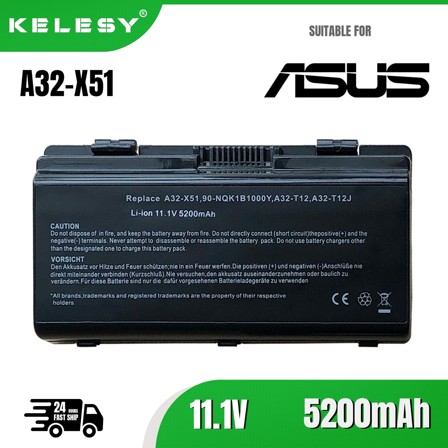 KELESY Batería de ordenador portátil A32-T12 90-NQK1B1000Y, A32-X51 para Asus T12, T12C, T12Er, T12Fg, T12Jg, T12Mg, T12Ug