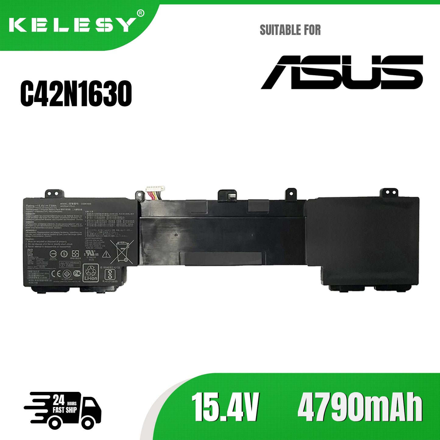 KELESY C42N1630 73WH Laptop Battery for Asus Zenbook Pro UX550 UX550VD UX550VE UX550VE-1A UX550VE-BN013T XH71 Series C42PHCH