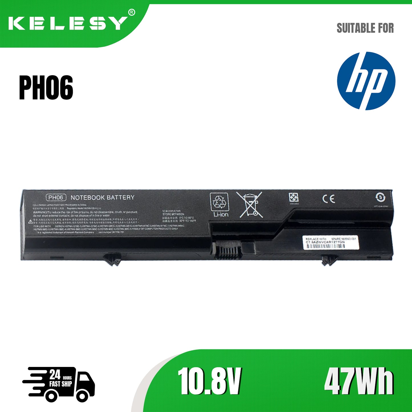 KELESY PH06 47WH Laptop Battery For HP ProBook 4520s 4525S 4425s 4320s 4321s Compaq 320 321 326 420 425 HSTNN-CB1 HSTNN-DB1B