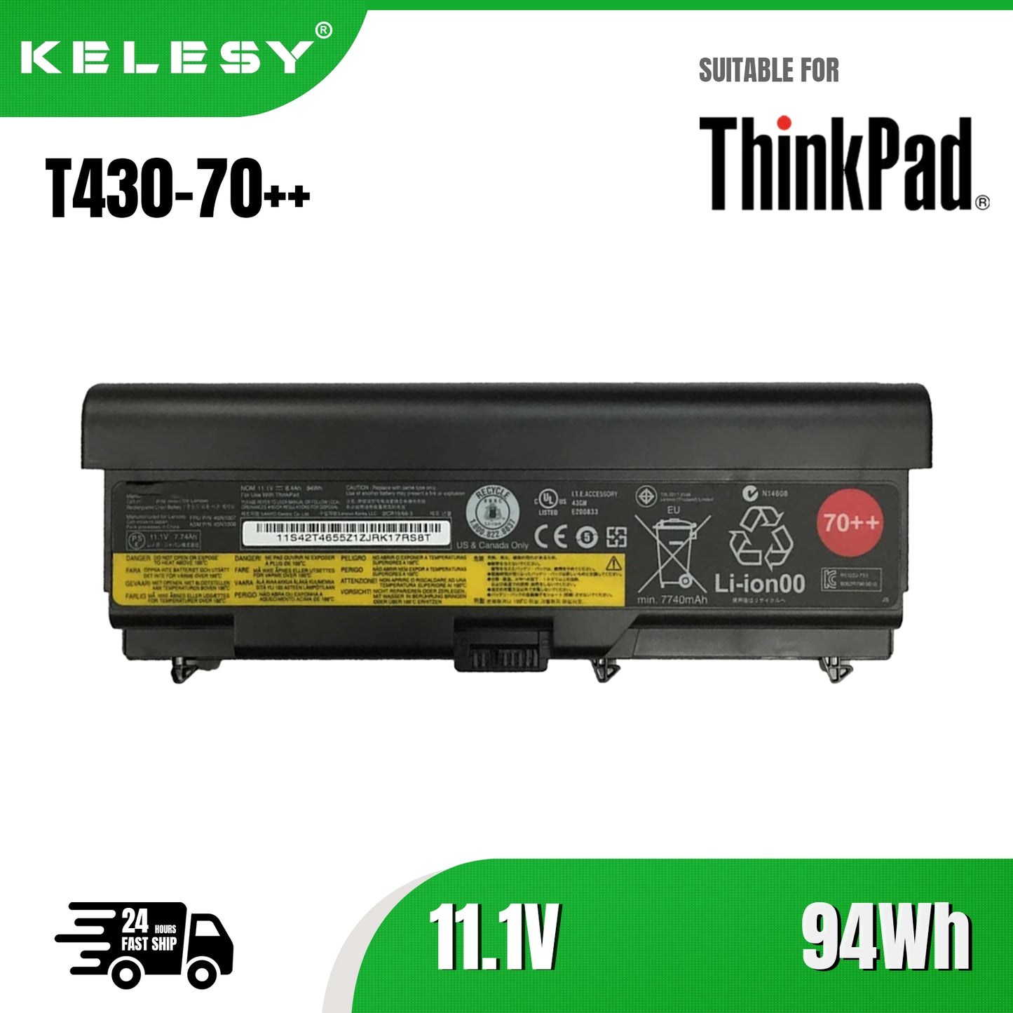 KELESY 70++ 0A36303 11.1V 94Wh Original Laptop Battery for Lenovo ThinkPad T430 T420 L410 L510 W530 45N1007