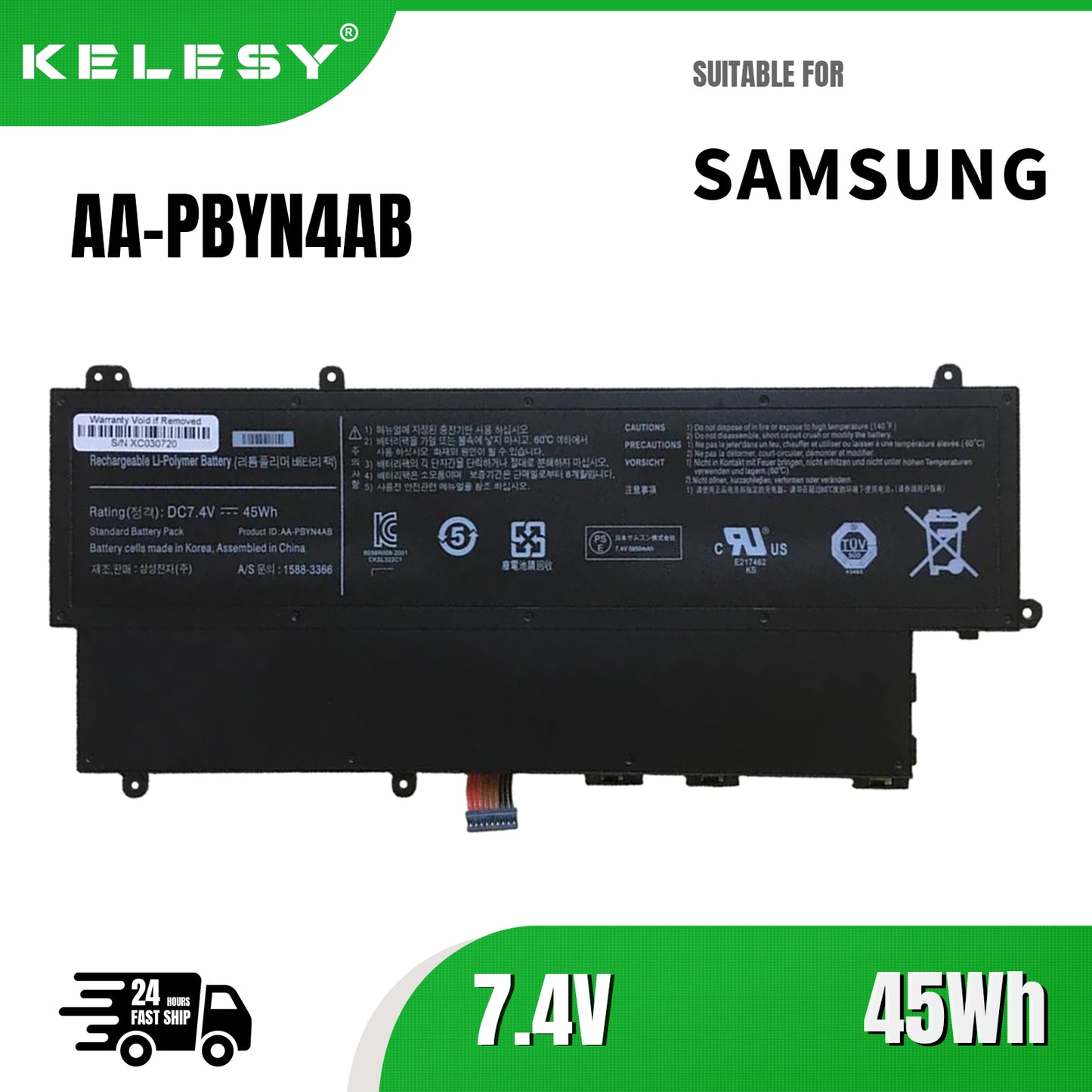 KELESY Batería de AA-PBYN4AB para ordenador portátil, pieza de PC para Samsung 530U3 Series HT3691FC700364 530U3C NP530V3C