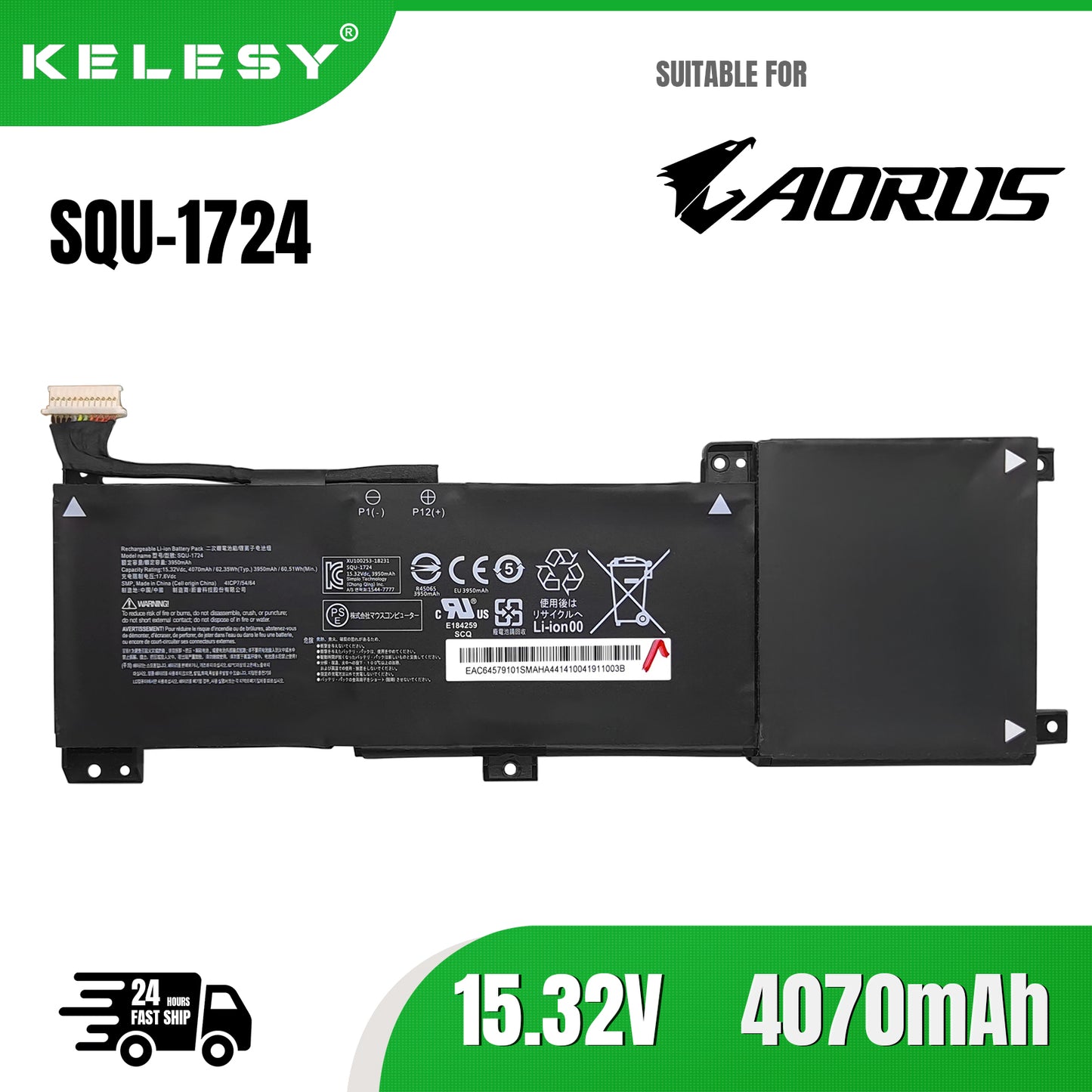 Аккумулятор для ноутбука KELESY SQU-1723 SQU-1724 SQU-1904 SQU-1905 для AORUS 15-XA 15-WA 15-W9 15-SA 15 X9 Аккумуляторы 15,32 В 62,35 Втч