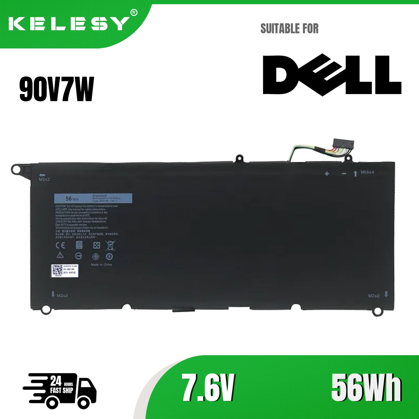 KELESY 90V7W JHXPY JD25G 090V7W Laptop Battery For Dell XPS 13 9343 XPS13 9350 13D-9343 P54G 0N7T6 5K9CP RWT1R 0DRRP 56WH