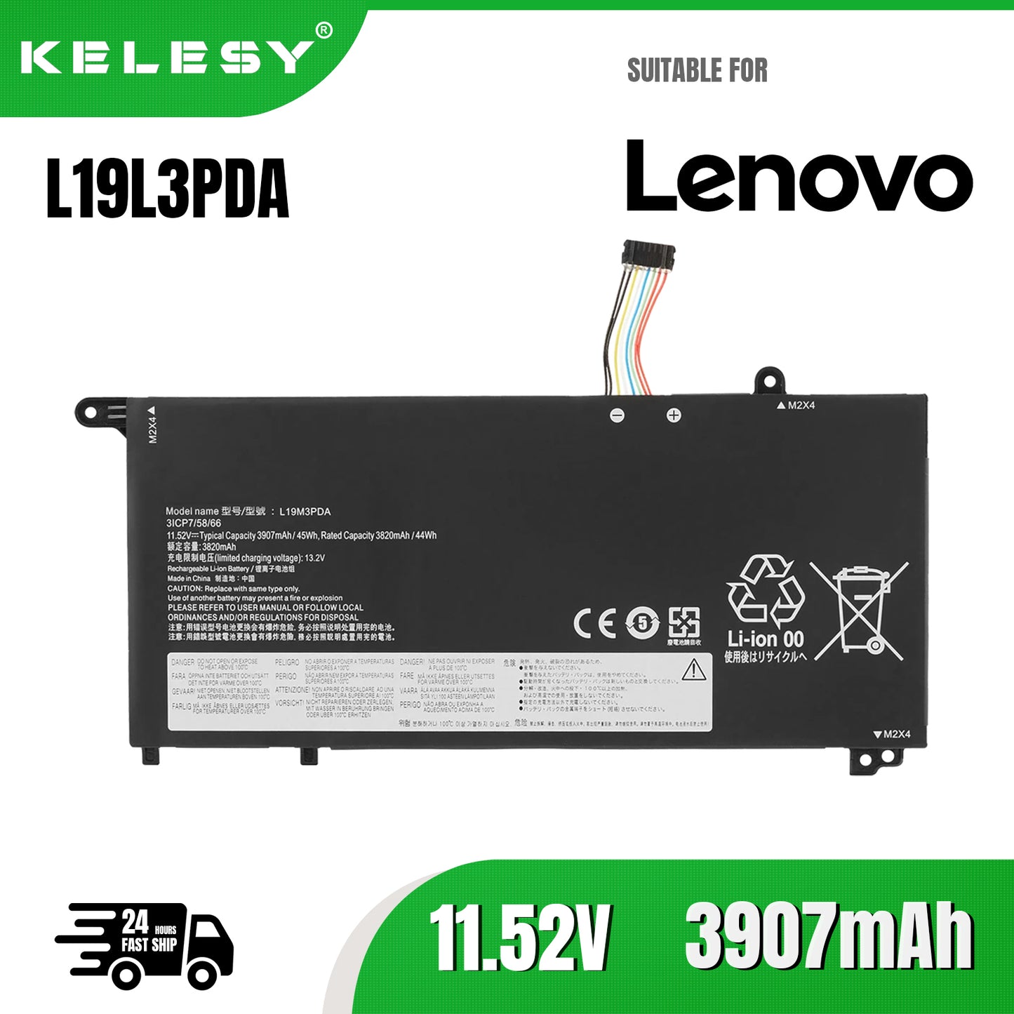 KELESY Batería de ordenador portátil L19L3PDA para Lenovo ThinkBook 14, 15, G3, G2, K4E-ARE/ITL, L19C3PDA, L19M3PDA, L19D3PDA