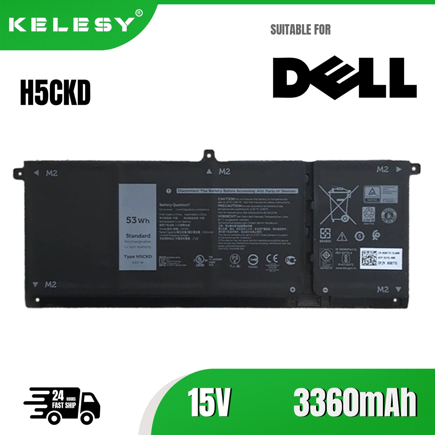 KELESY H5CKD Laptop Battery For Dell Latitude 3410 3510 Inspiron 5300 5401 5400 2-in-1 Vostro 14 5402 5501 5502 P129G JK6Y6