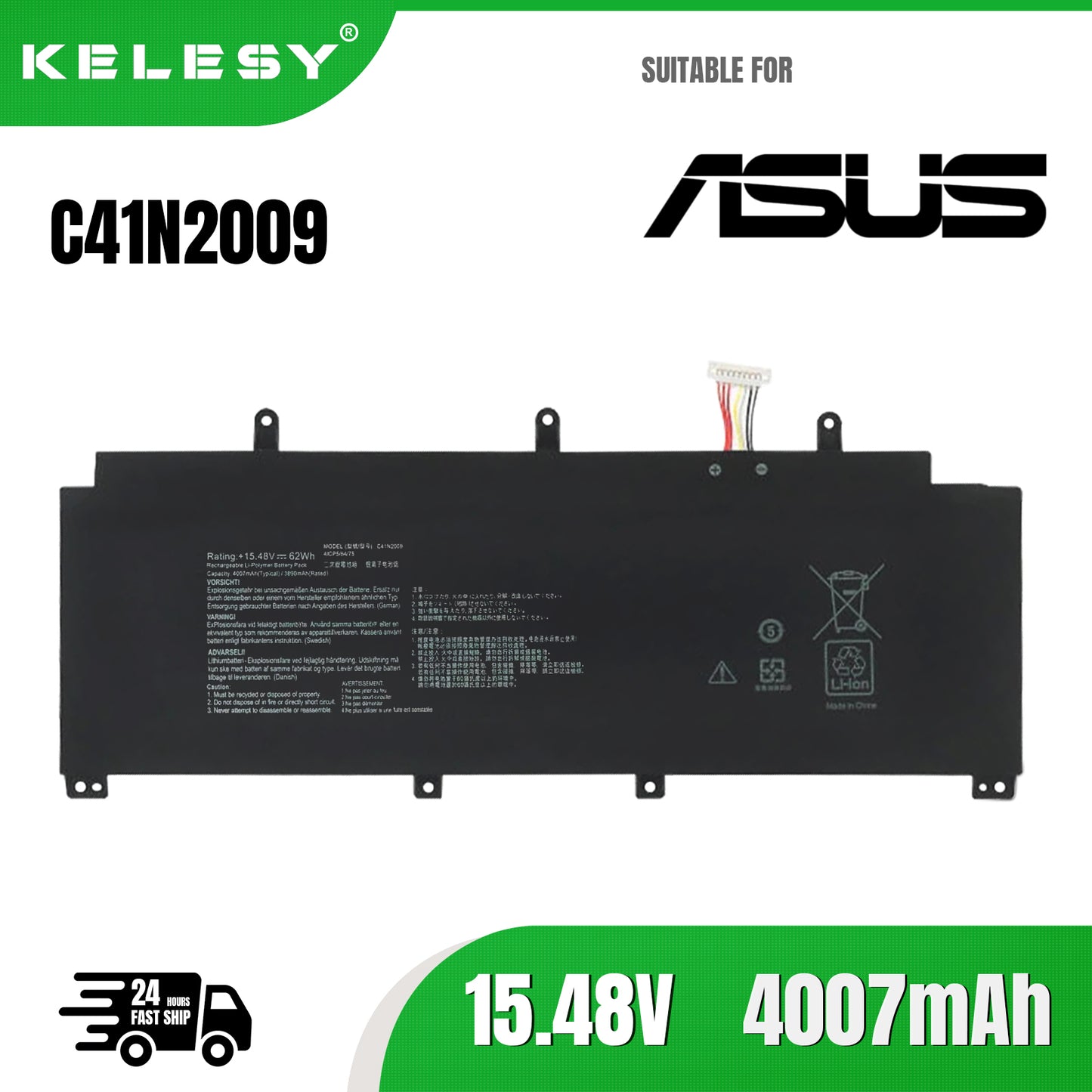 KELESY C41N2009 Laptop Battery For ASUS ROG Flow X13 GV301QC GV301QE GV301QH 15.48V 62WH